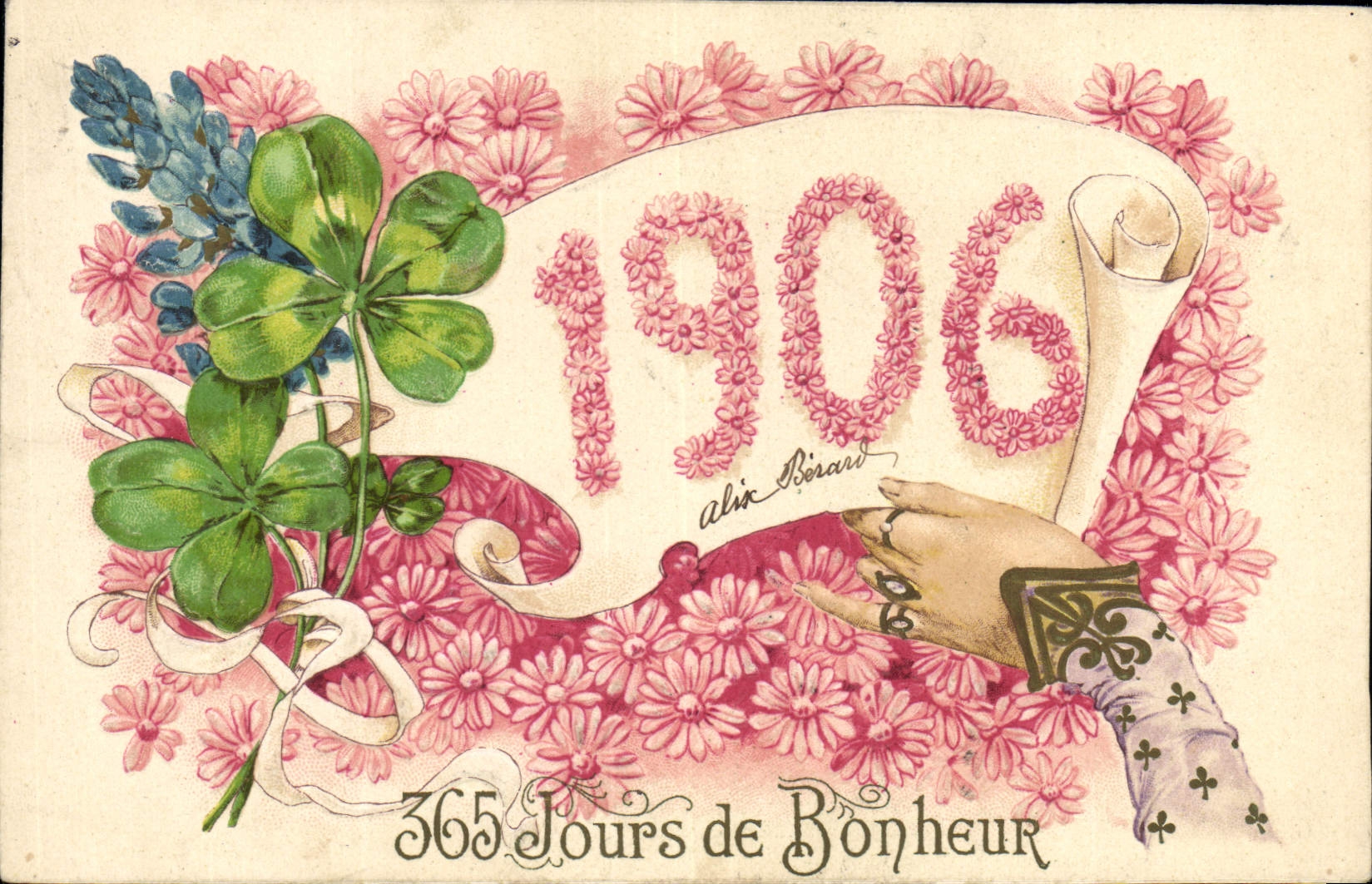 CPA Fantaisie Fleurs Annee 1906 Trefles 