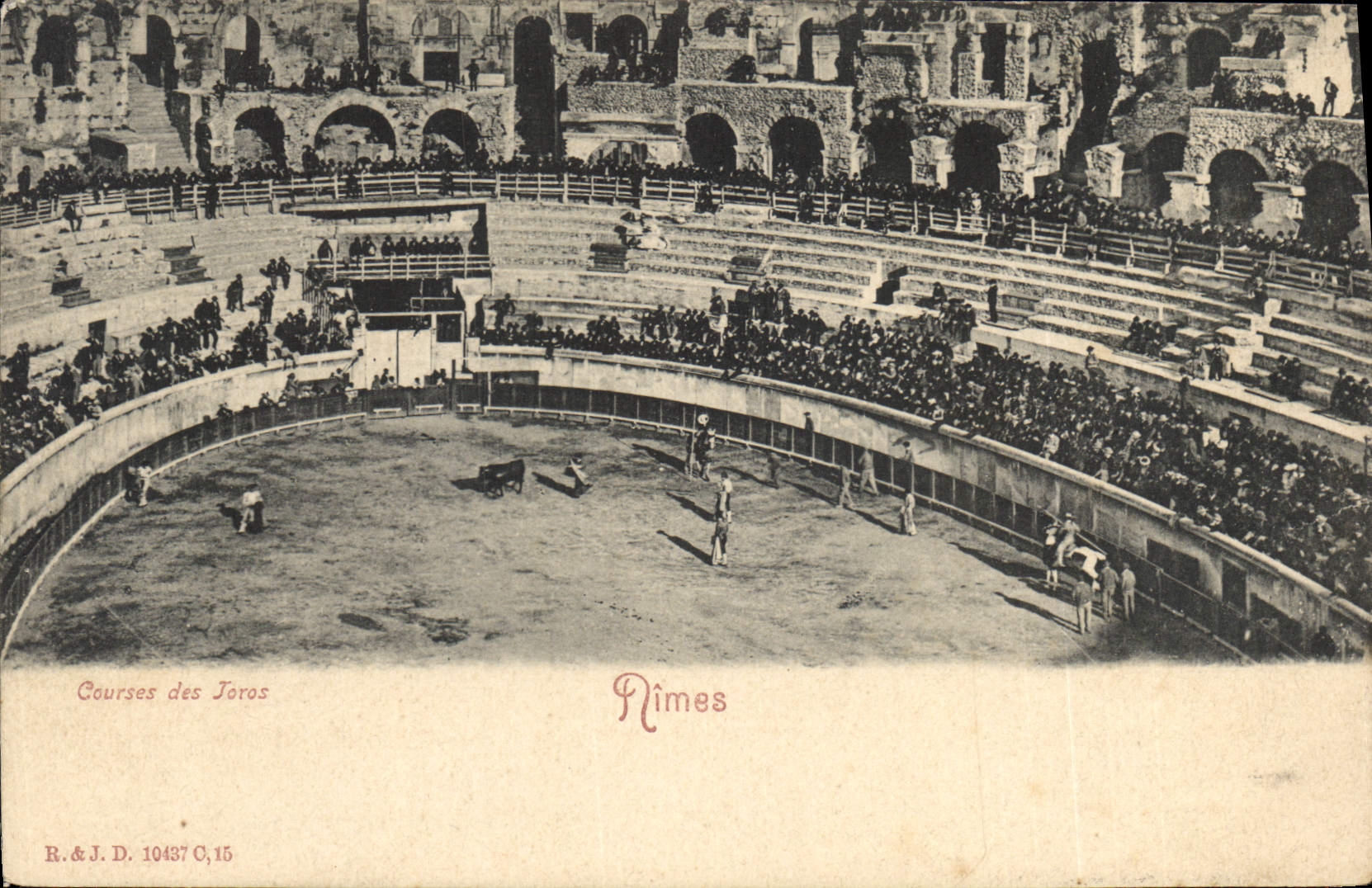 Postal Corrida Curso de toros Nimes Cursos del Toros