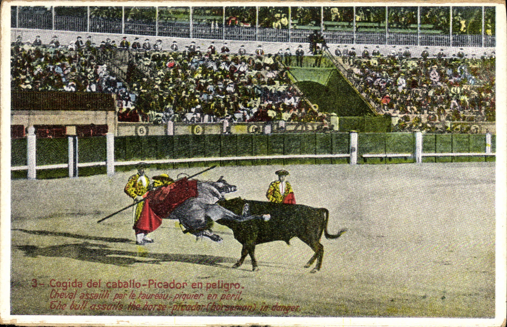 Postal Corrida Corrida de toros Cogida del cabalio