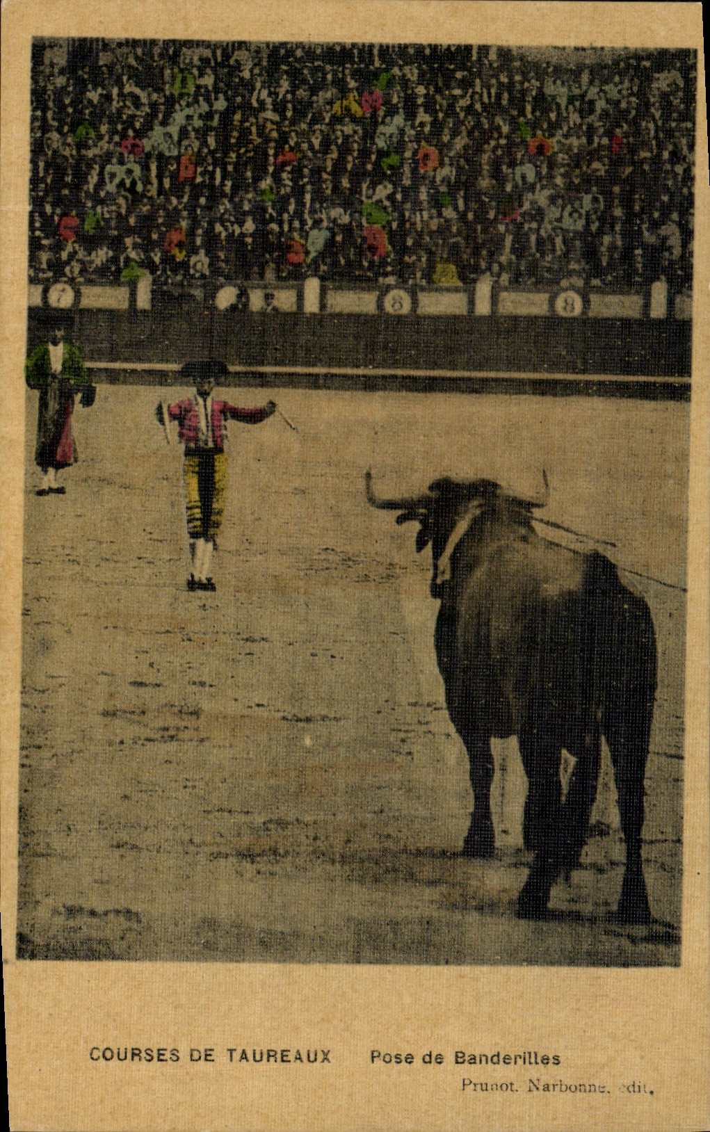 Postal Corrida Corrida de toros Instalación de banderillas (tarjeta toilee)