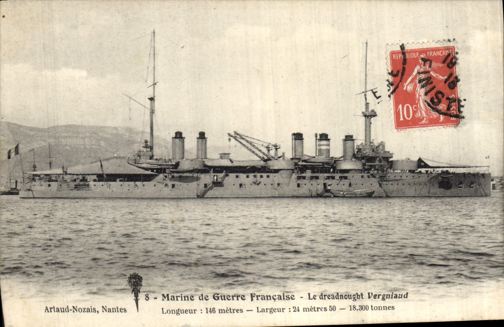CPA Bateau de Guerre Le dreadnought Vergniaud 