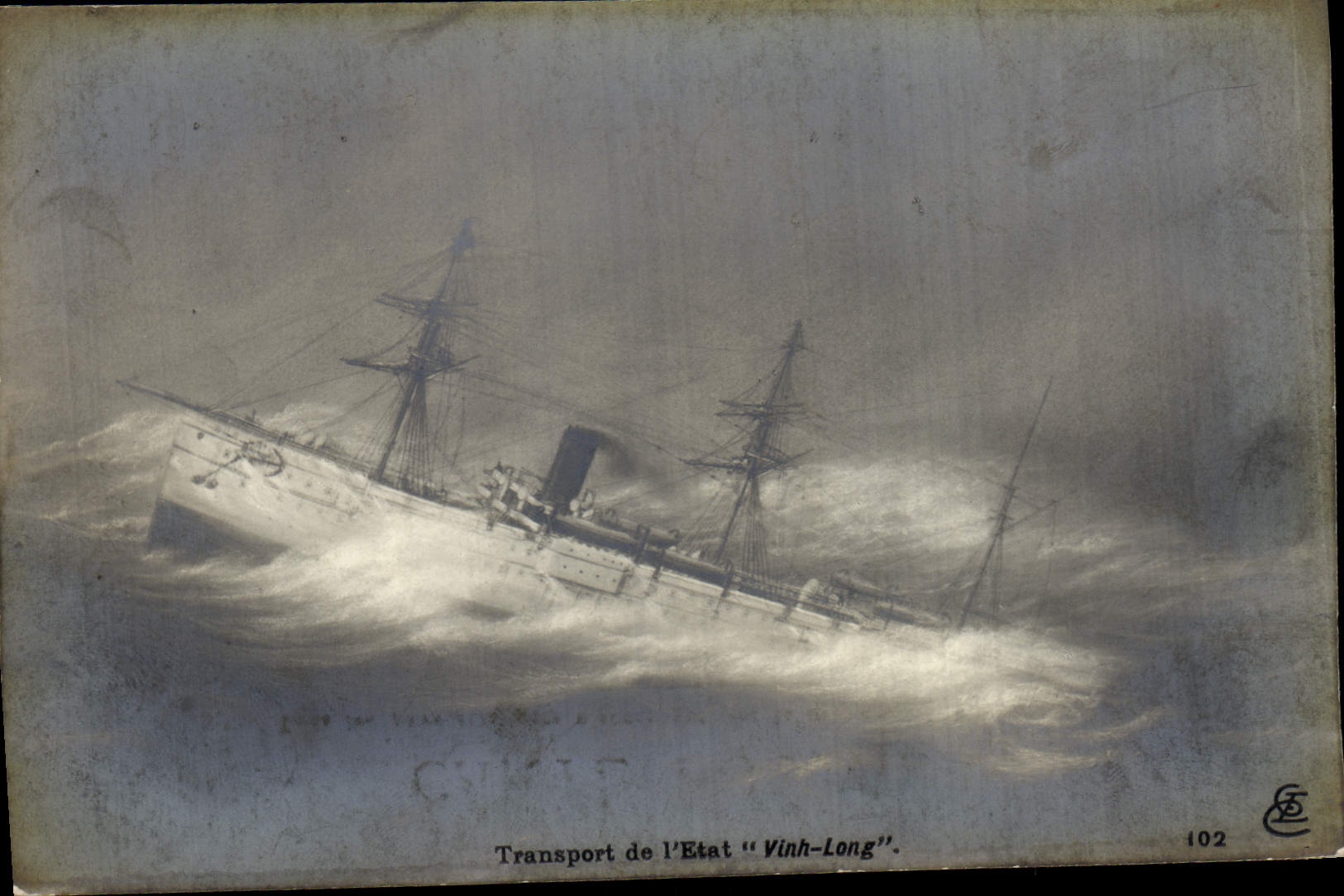 Vintage Postcard Warship Transport of the State Vinh Long