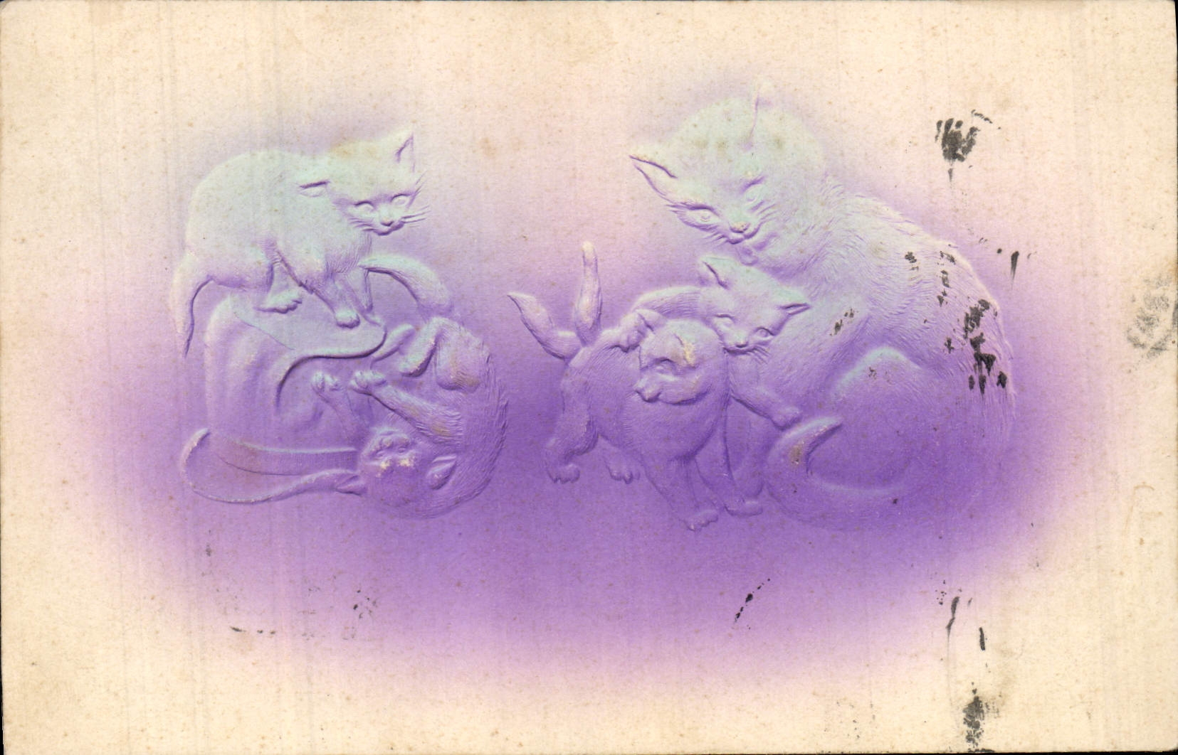 Vintage Postcard Fantasy Cats Kittens (in relief)