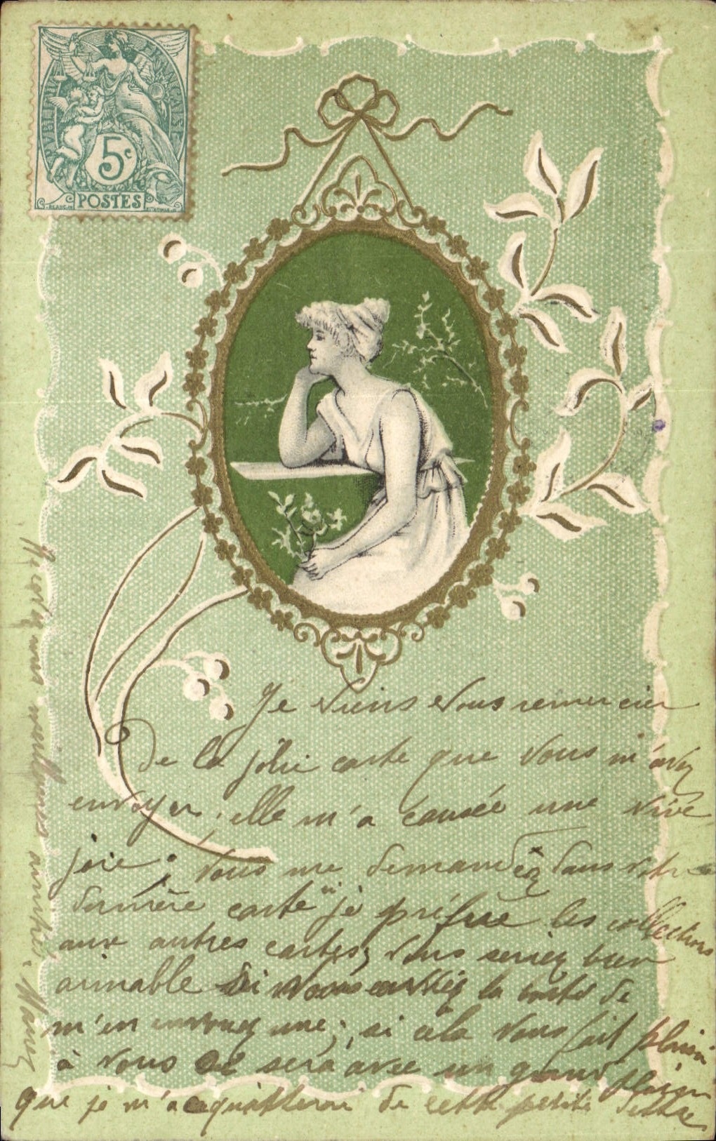 CPA Fantaisie Fleurs Femme 