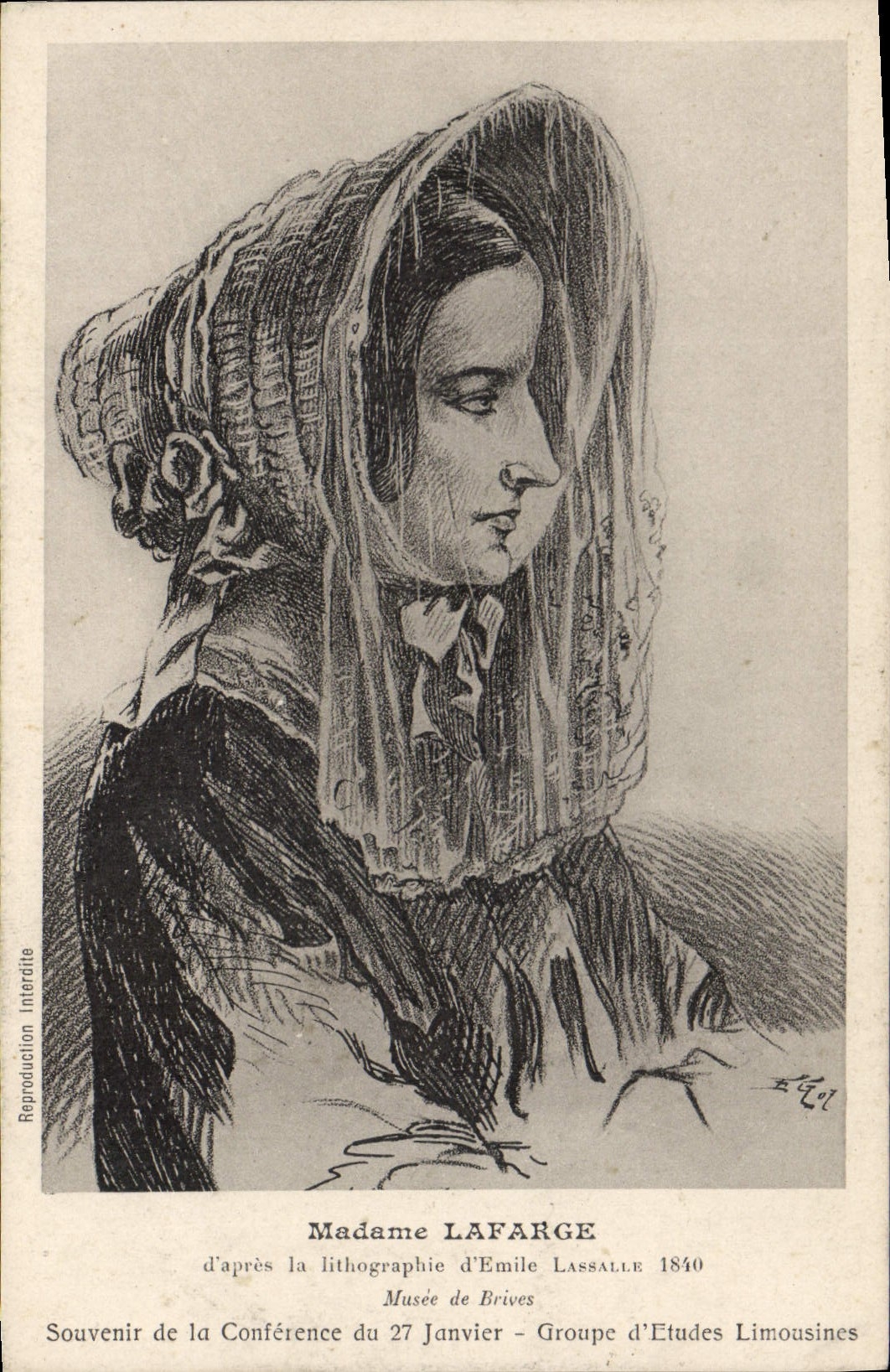 Vintage Postcard Mrs Lafarge Museum of Brives