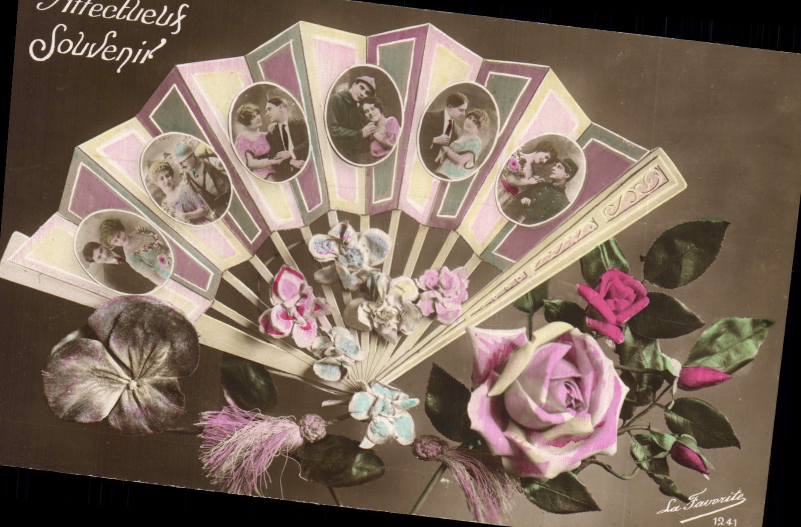 Vintage Postcard Fantasy Range Woman Soldier Militaria Flowers