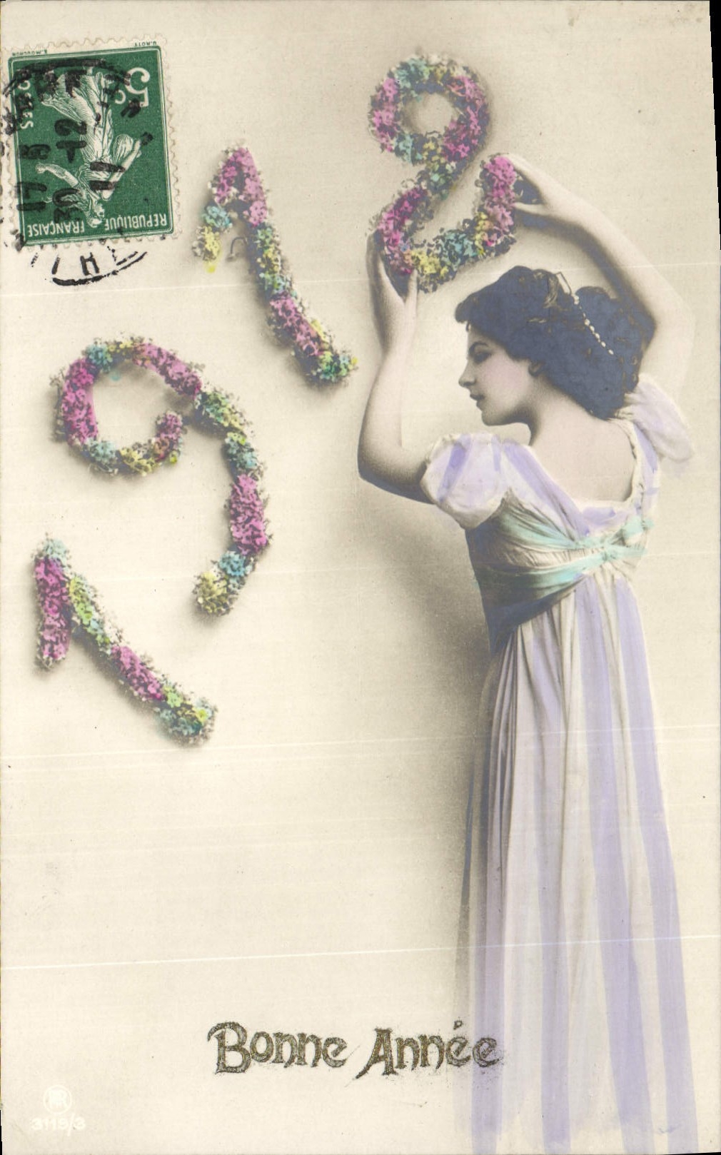 Vintage Postcard Fantasy Flowers Year 1912 Woman