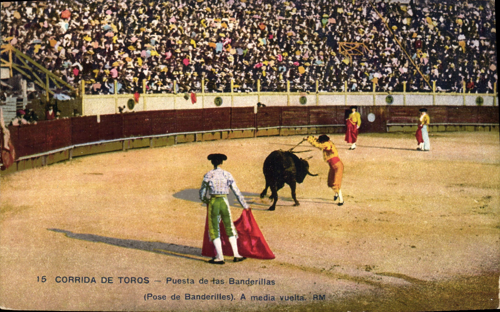 Postal Corrida Curso de toros Puesta de cansancio banderillas