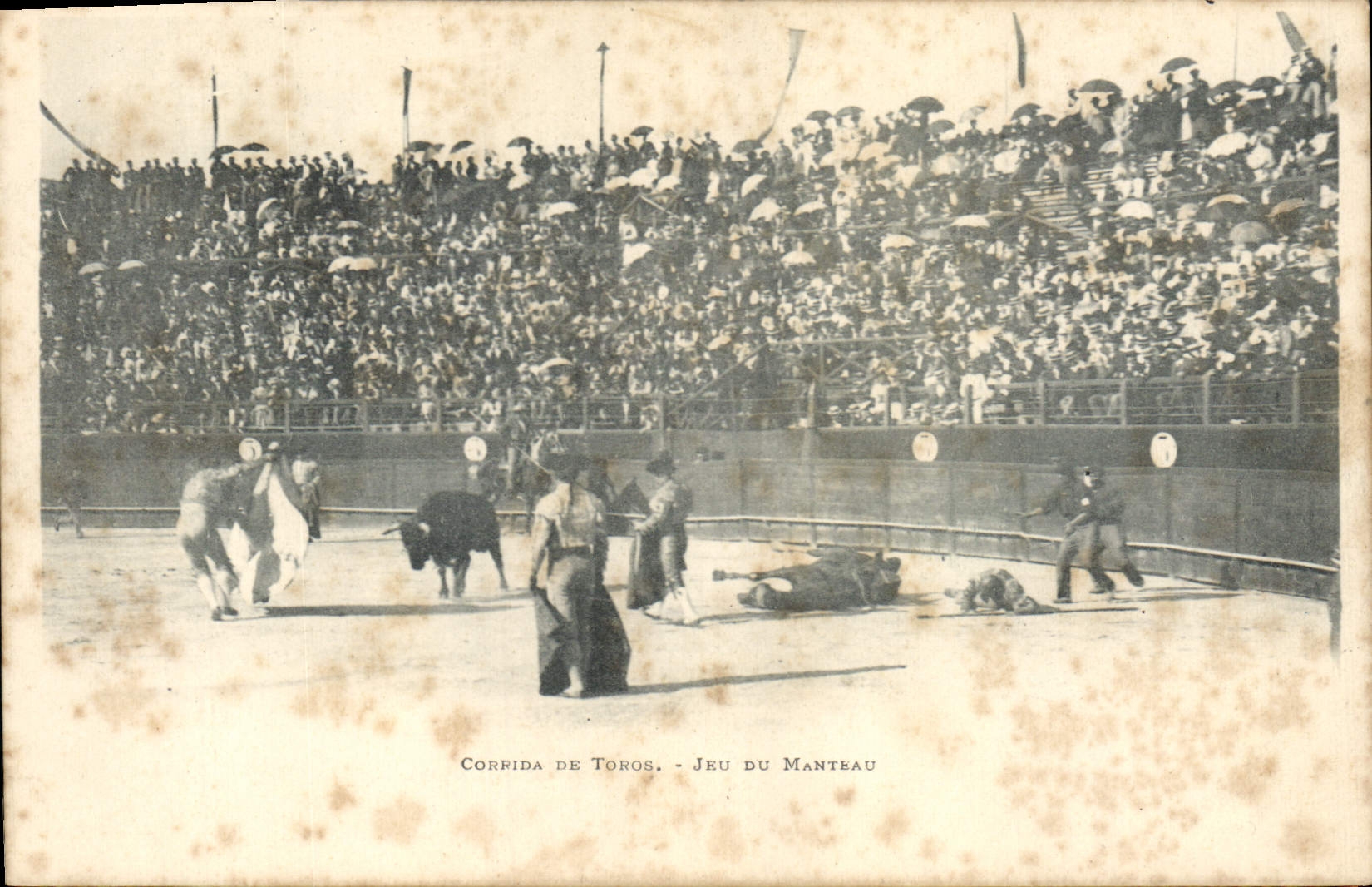 Postal Corrida Corrida de toros Juego sobre el abrigo