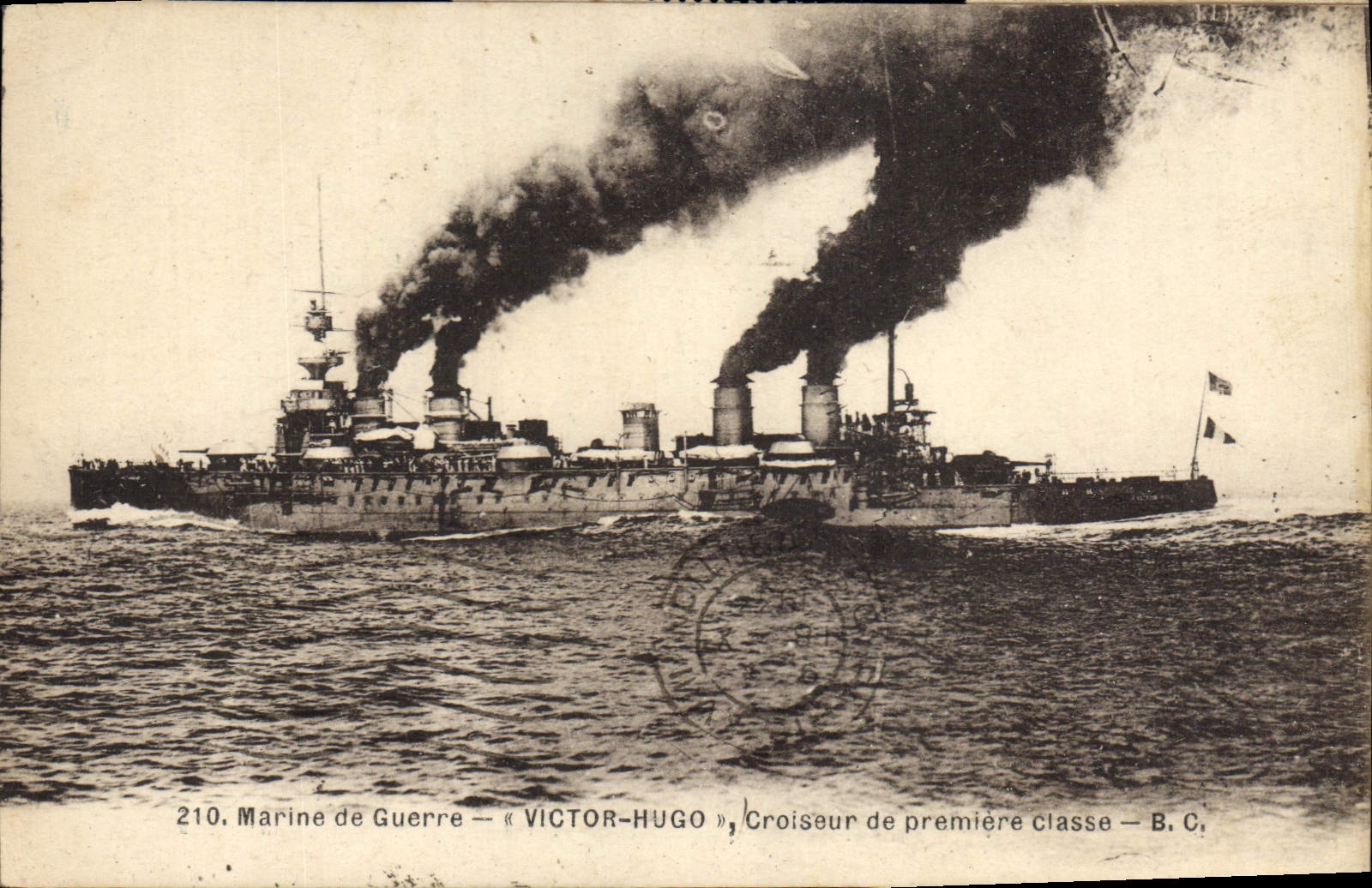 Vintage Postcard Warship Victor Hugo Cruiser of first class