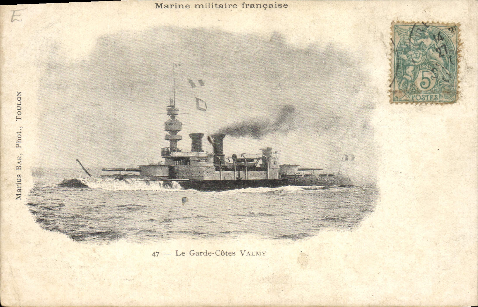 Vintage Postcard Warship the Guard Valmy Dimensions