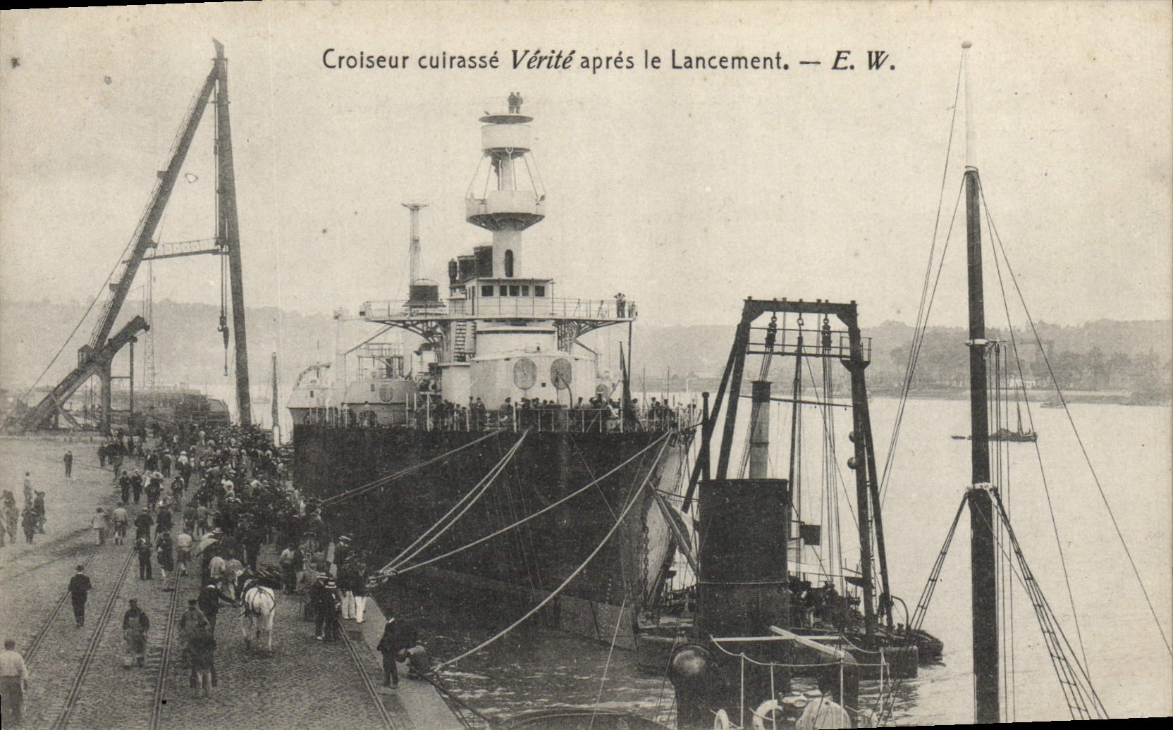 Vintage Postcard Warship Cruiser Armours Truth after launching