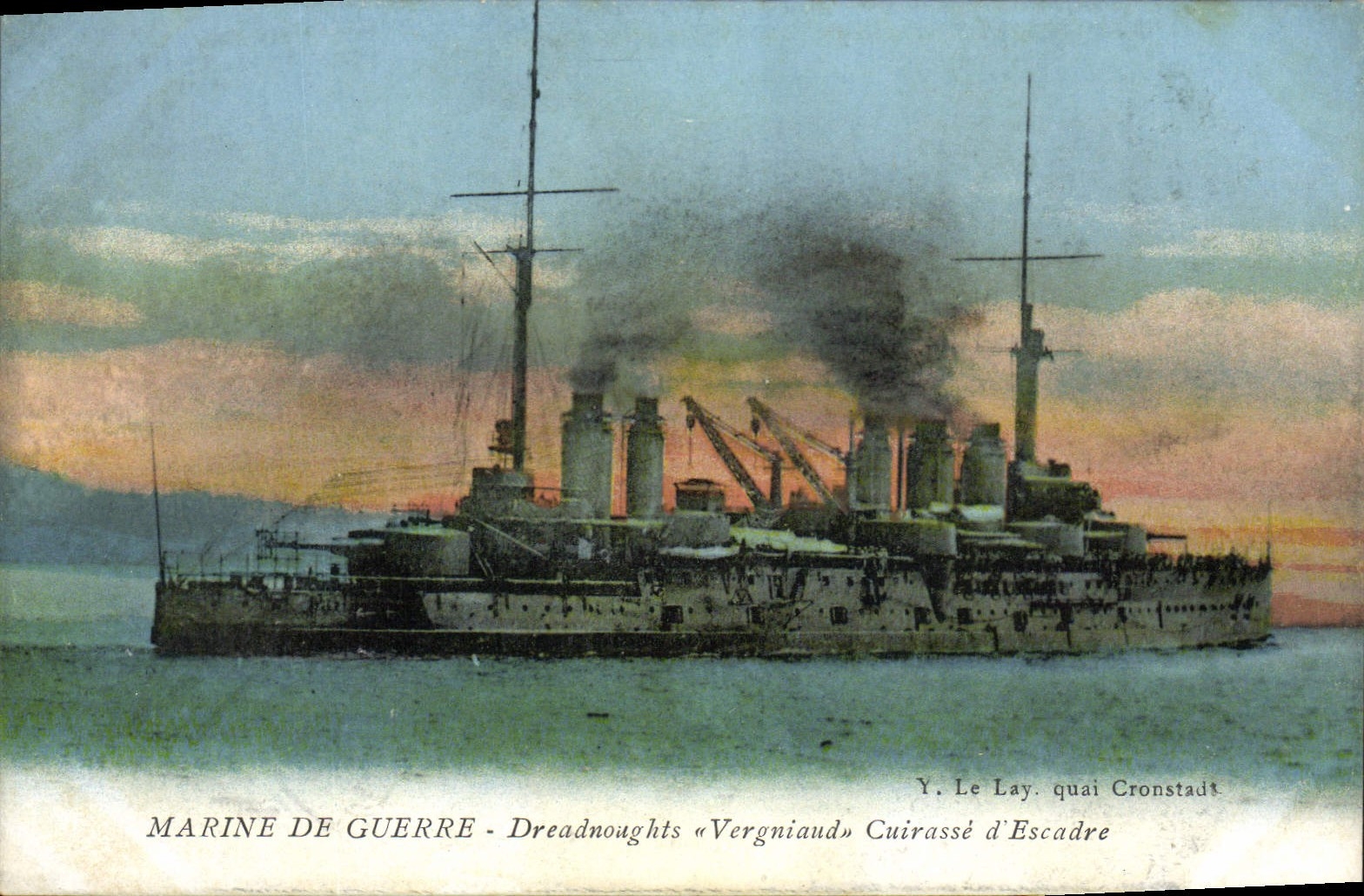 CPA Bateau de Guerre Dreadnoughts Vergniaud Cuirasse d'escadre