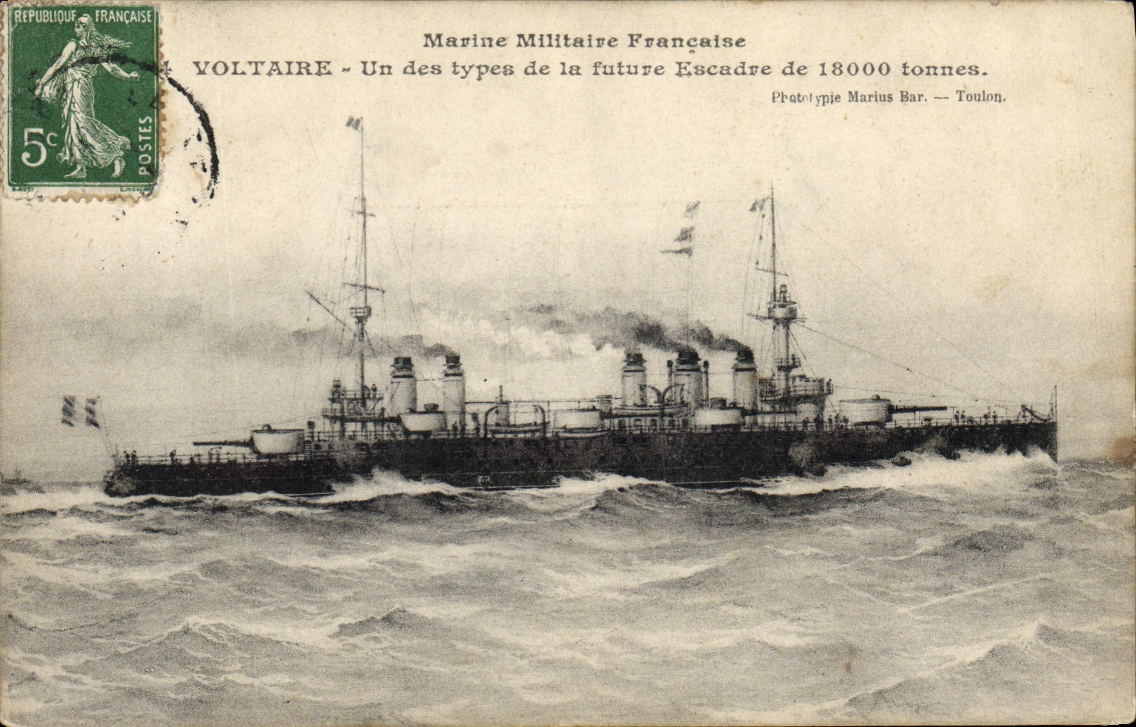 CPA Bateau de Guerre Voltaire Un des types de la future escadre