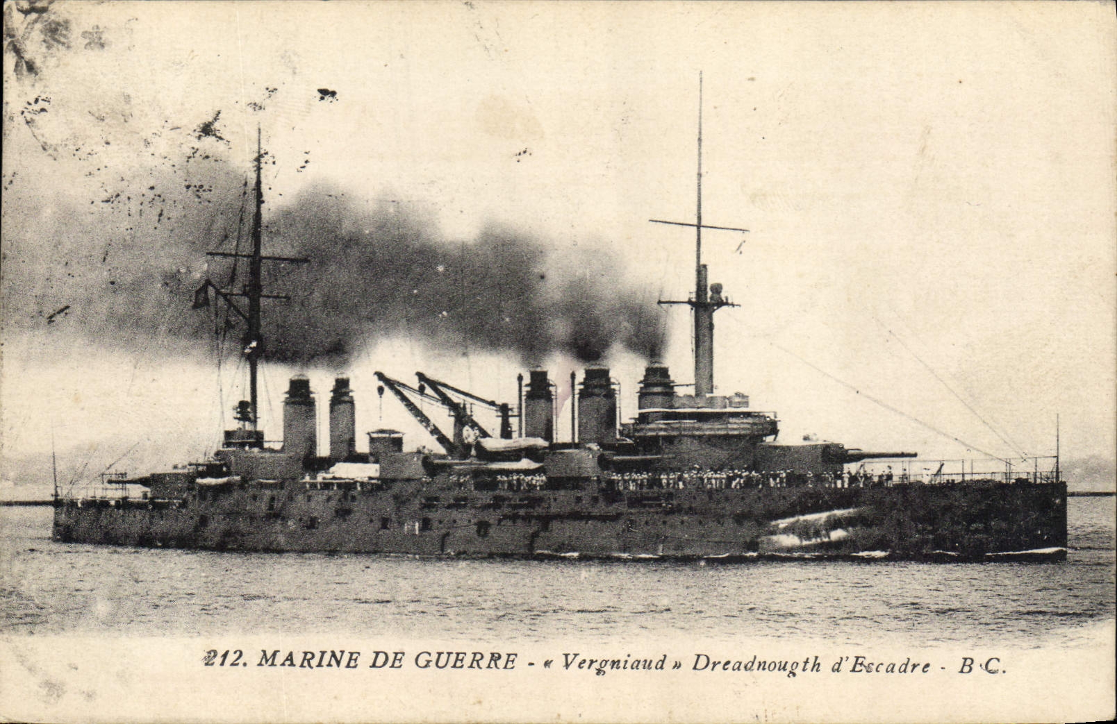Vintage Postcard Warship Vergniaud Drednougth of squadron