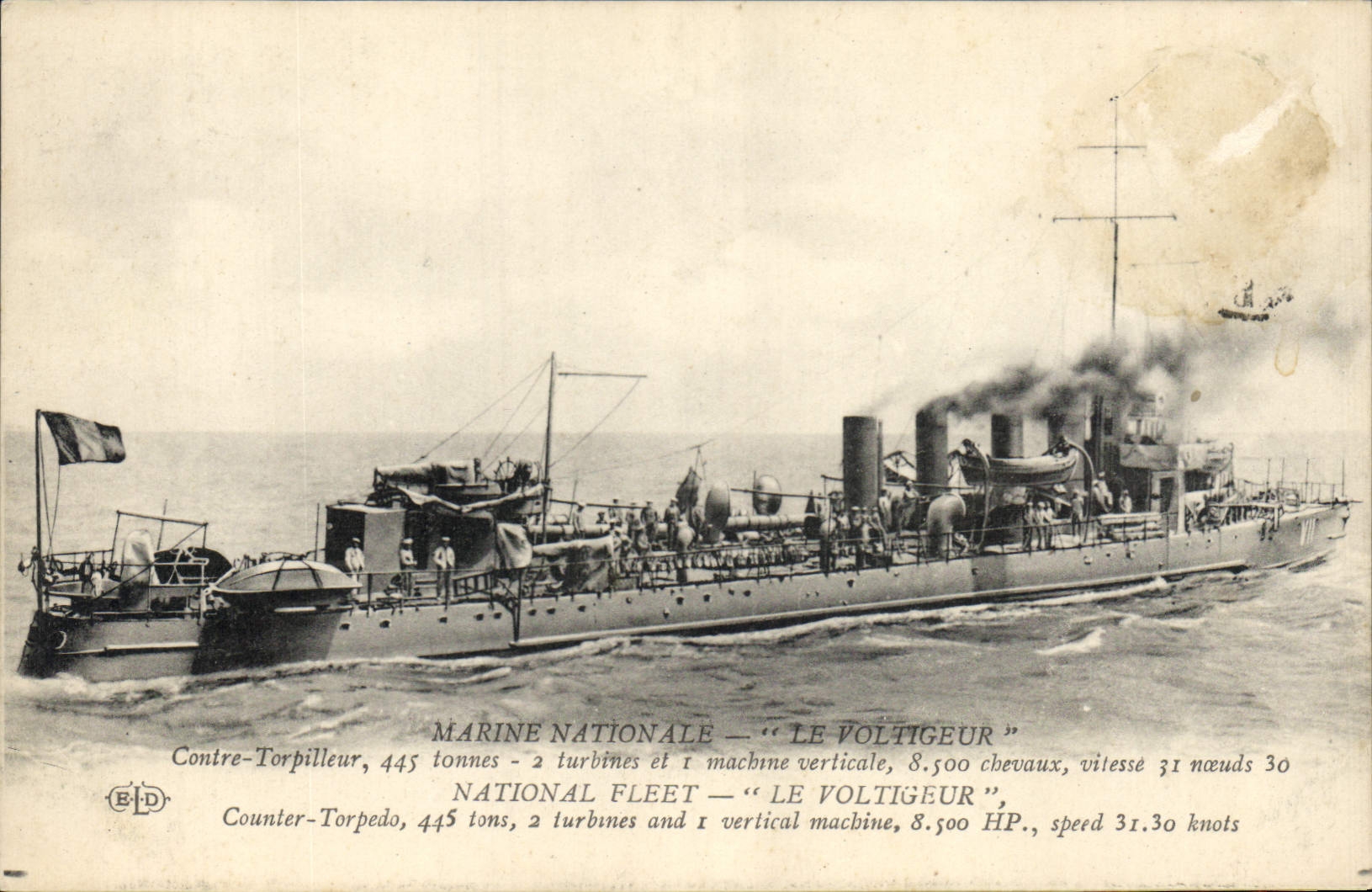 CPA Bateau de Guerre Le Voltigeur Contre torpilleur