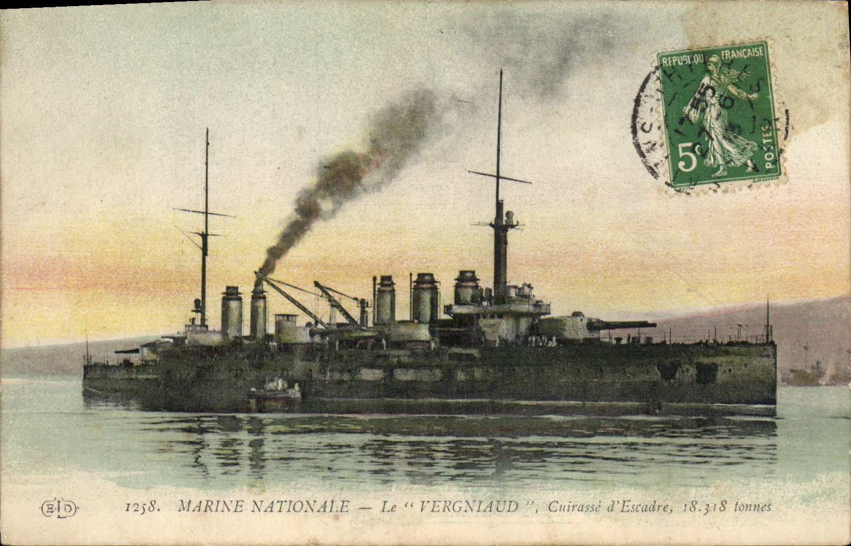 CPA Bateau de Guerre Le Vergniaud Cuirasse d'escadre