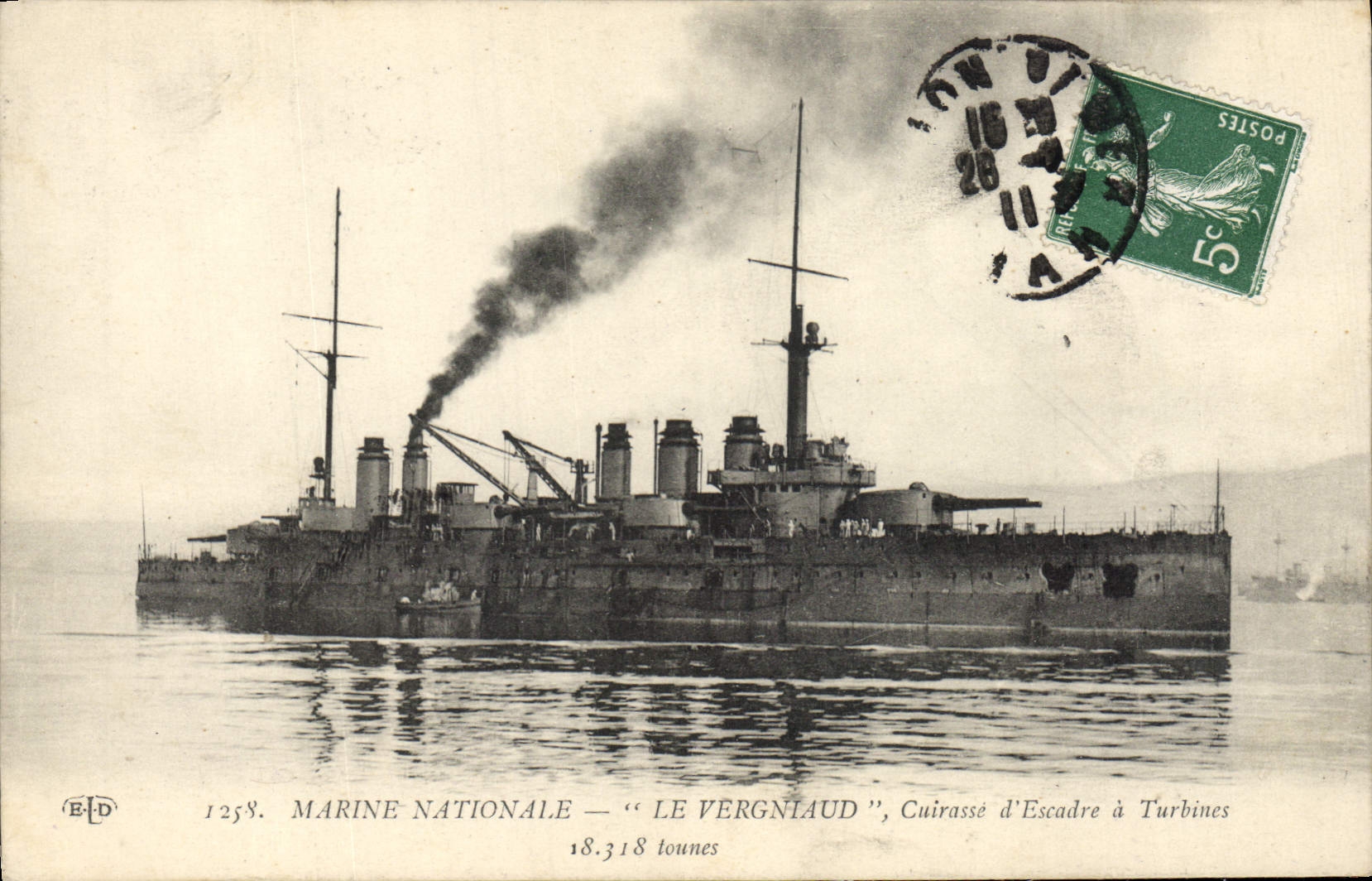 CPA Bateau de Guerre Le Vergniaud Cuirasse d'escadre a turbines