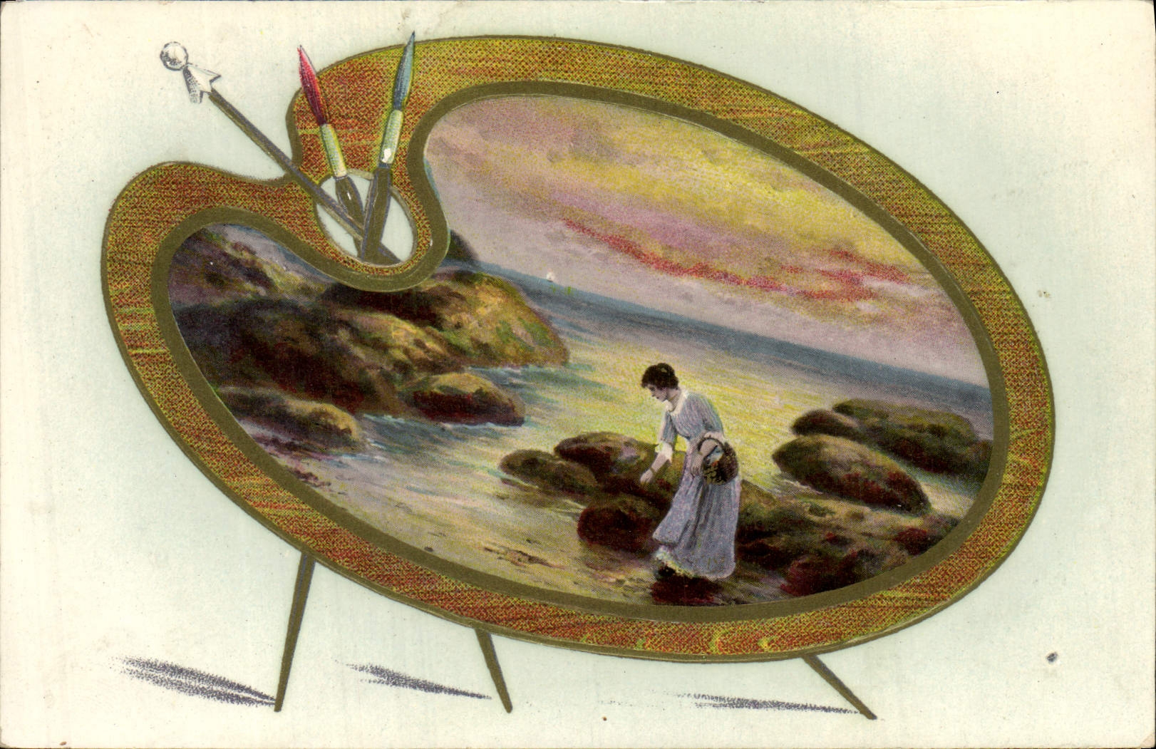 Vintage Postcard Fantasy Woman Painting