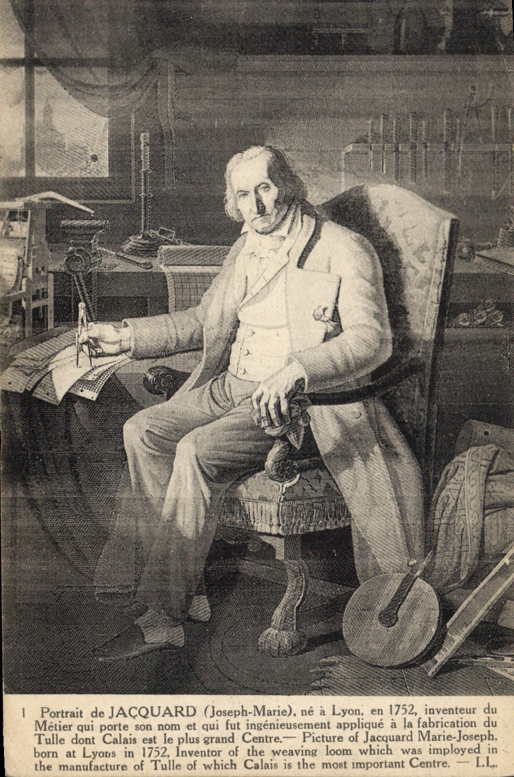 Vintage Postcard Portrait of Inventive Jacquard