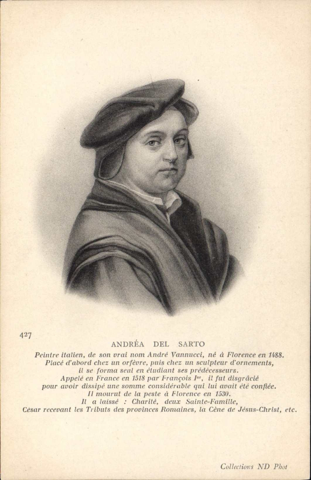 Vintage Postcard Andrea del Sarto Italian Painter