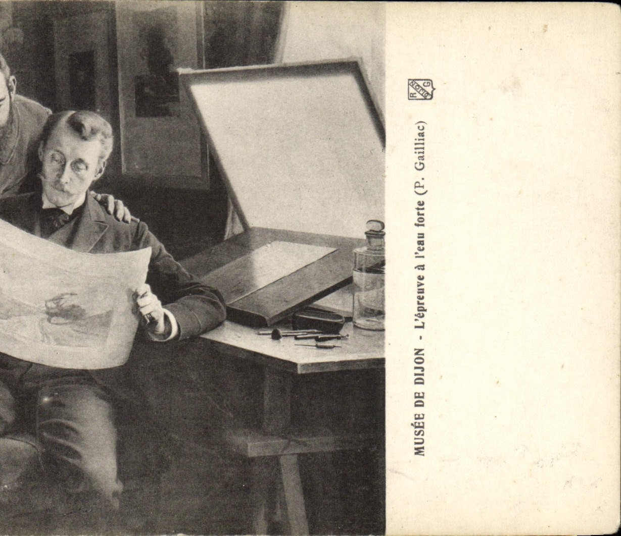 Vintage Postcard Musee of Dijon the test has strong water Gailliac