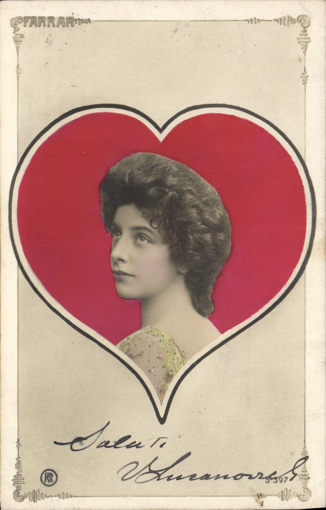 Vintage Postcard Fantasy Woman Heart
