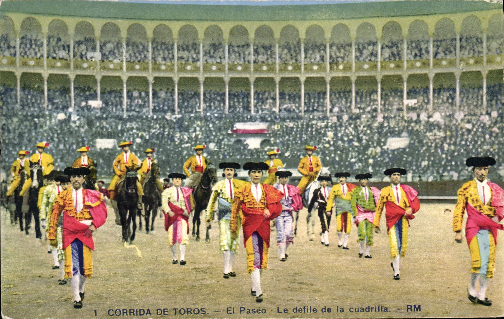 CPA Corrida Course de taureaux El paseo Le defile de la cuadrilla 