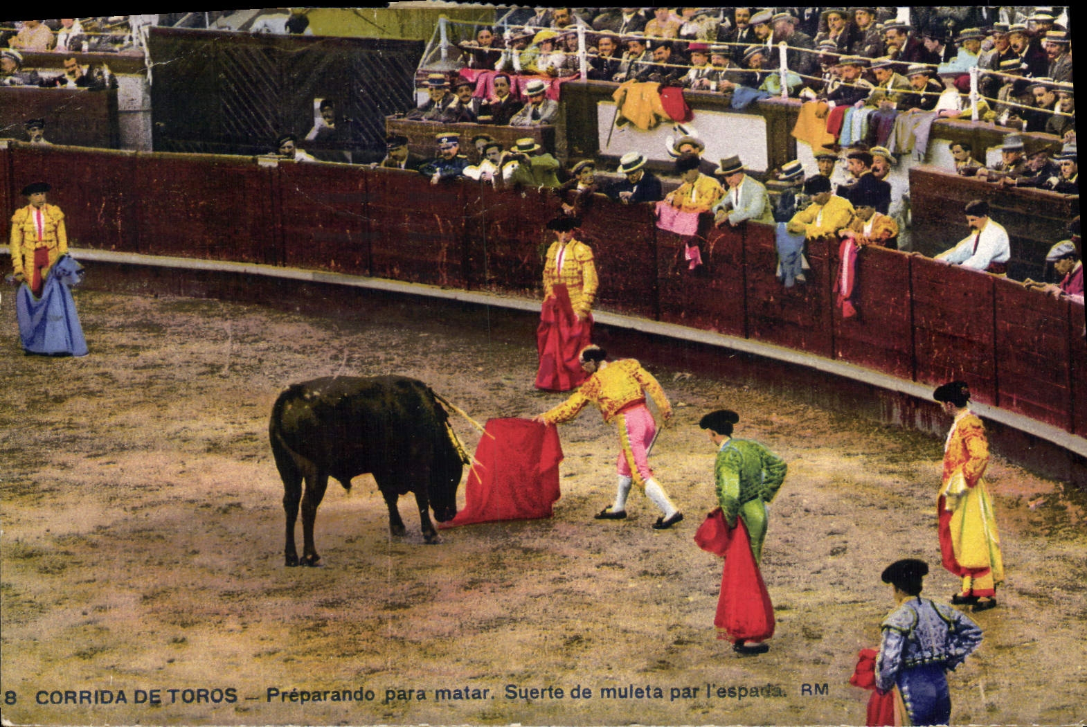 Postal Corrida Corrida de toros Preparando previo matar Suerte de multa por el espada