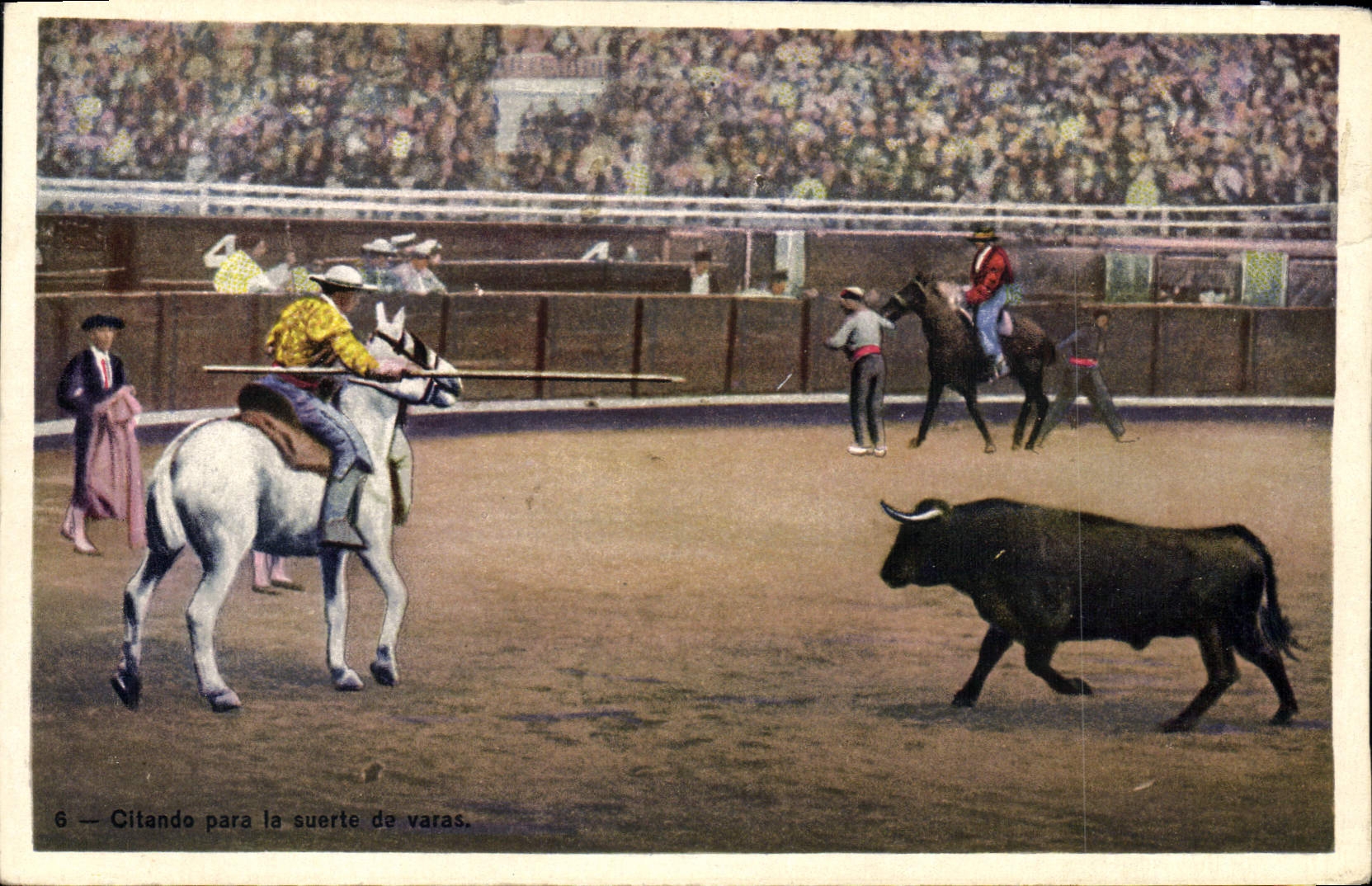 Postal Corrida Corrida de toros Citando previo el suerte de varas