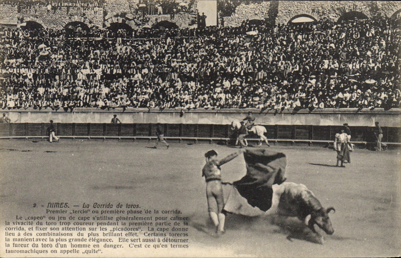 Postal Corrida Corrida de toros Nimes Primera fase