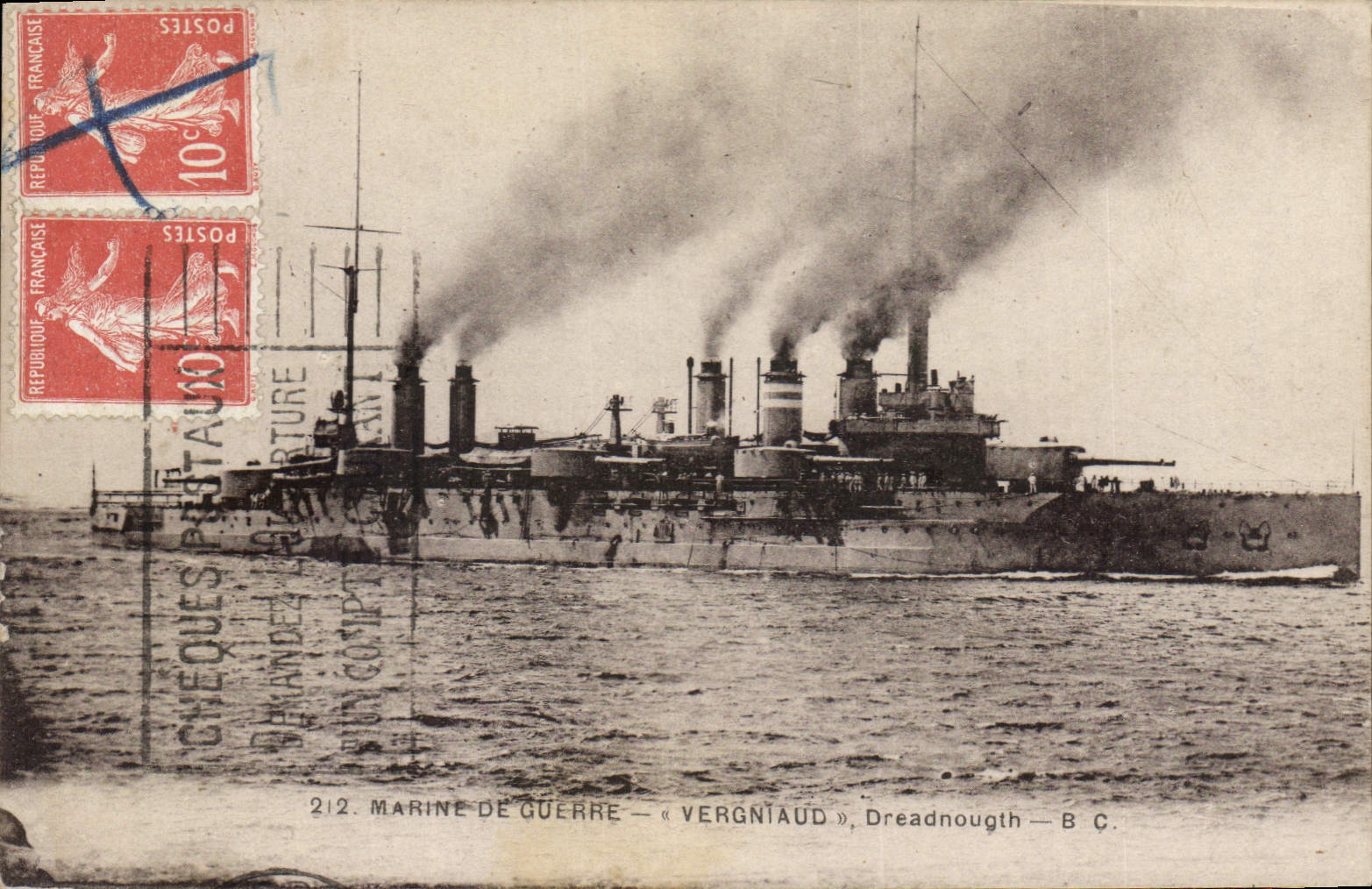 CPA Bateau de Guerre Vergniaud Dreadnought