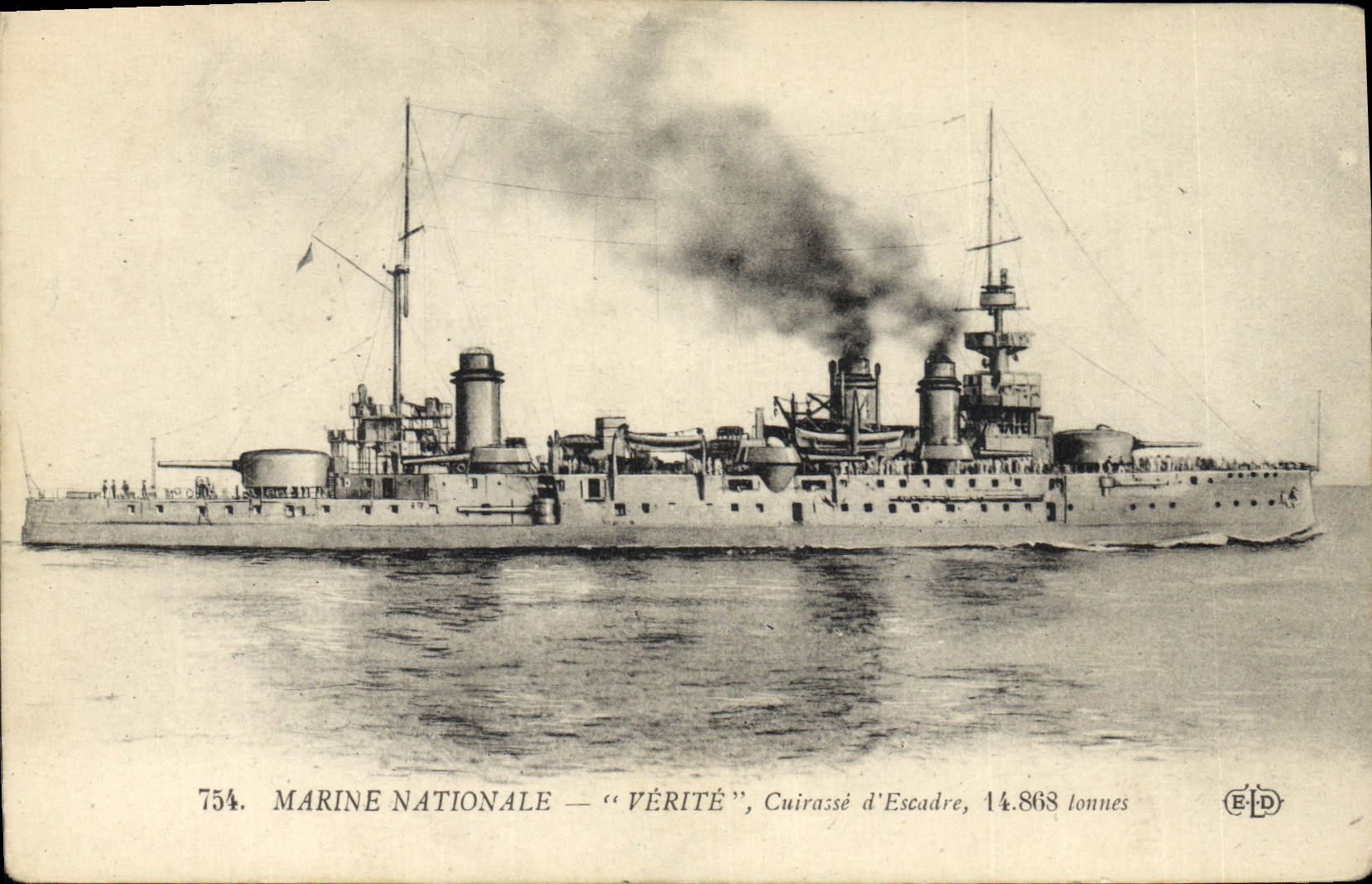 CPA Bateau de Guerre Verite Cuirasse d'escadre 