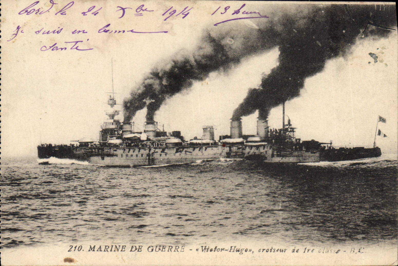 CPA Bateau de Guerre Victor Hugo Croiseur de 1ere classe 