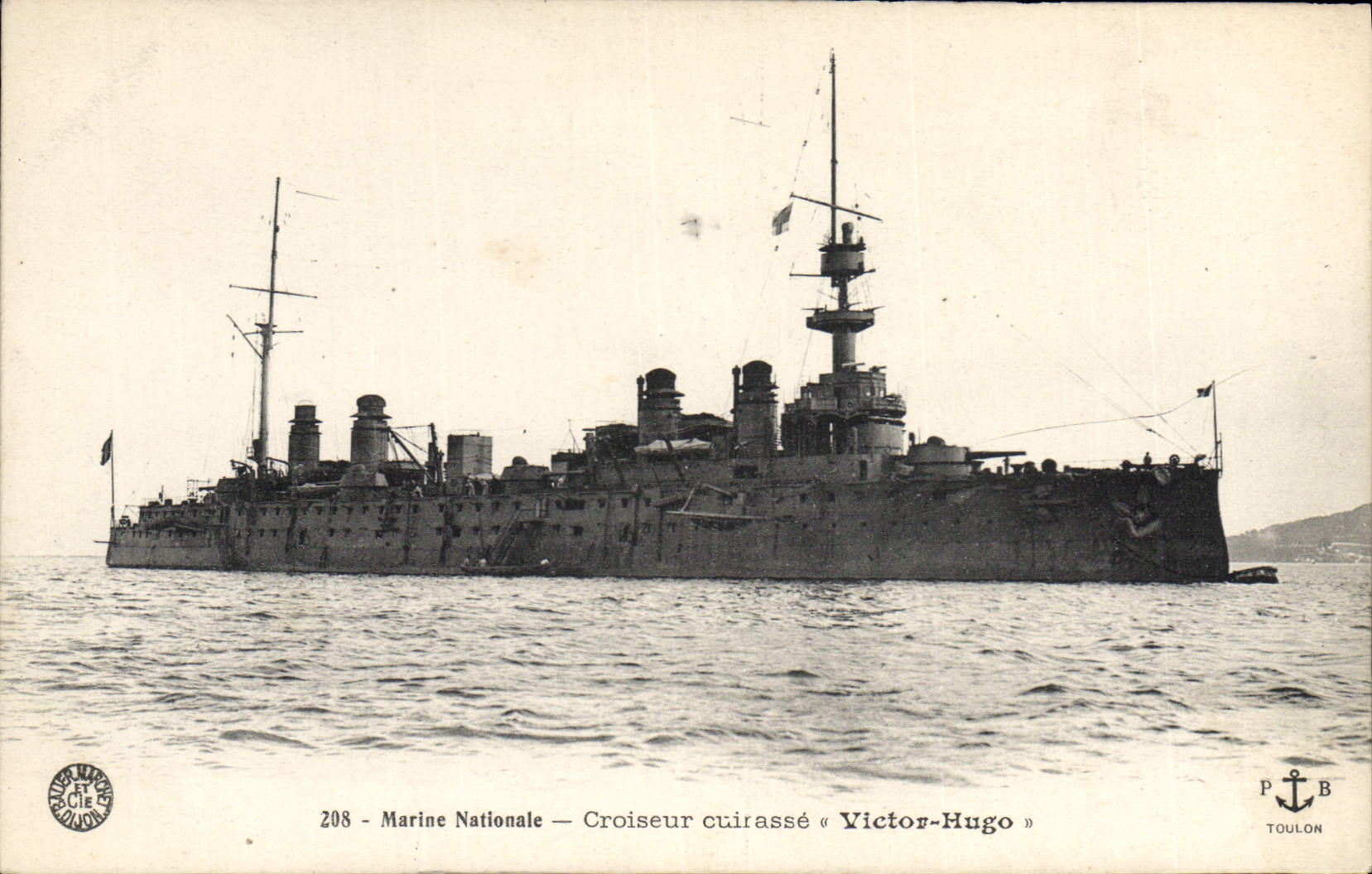 Vintage Postcard Warship Cruiser Armours Victor Hugo