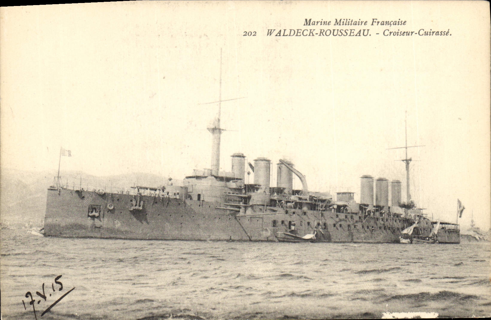 Vintage Postcard Warship Waldeck Rousseau Croiseur Armours