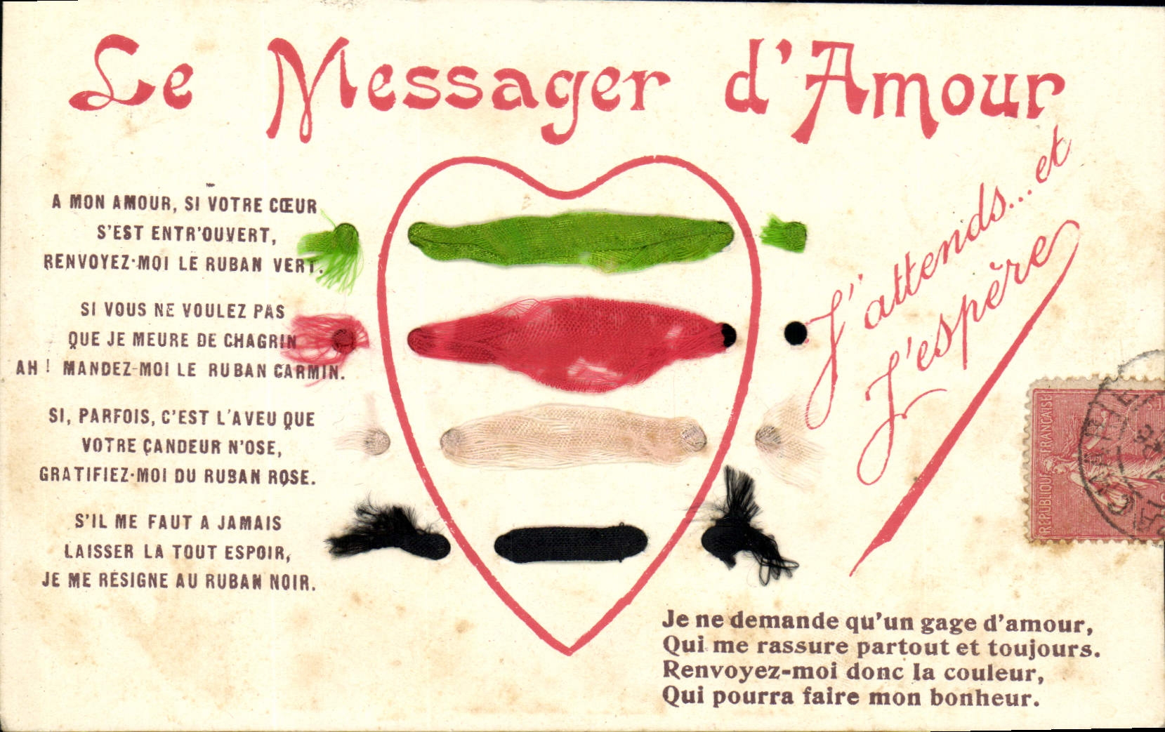 Vintage Postcard Fantasy Flowers the Messenger of love