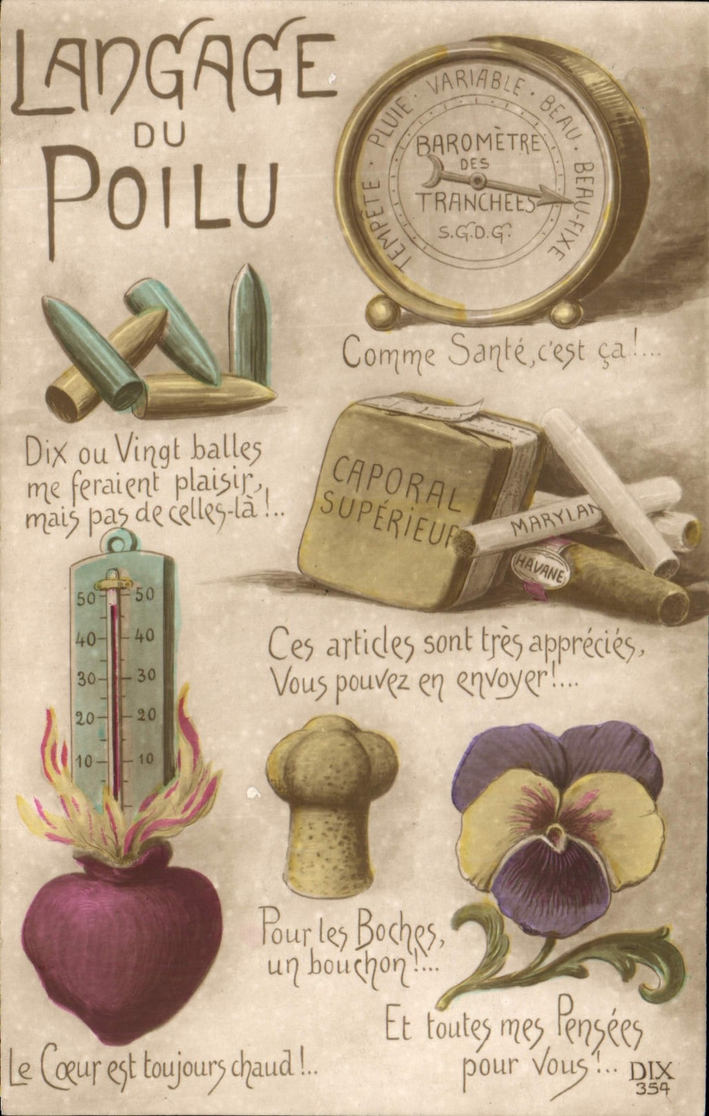 CPA Fantaisie Langage du poilu Militaria 