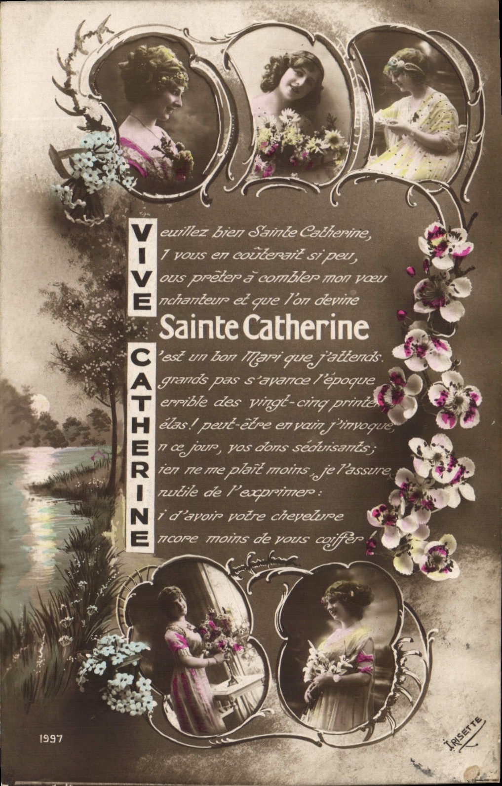 Vintage Postcard Fantasy Woman Sharp Holy Catherine