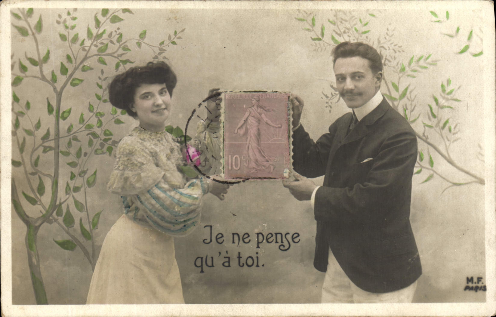 Vintage Postcard Fantaisie Stamps Sower I do not think that you has