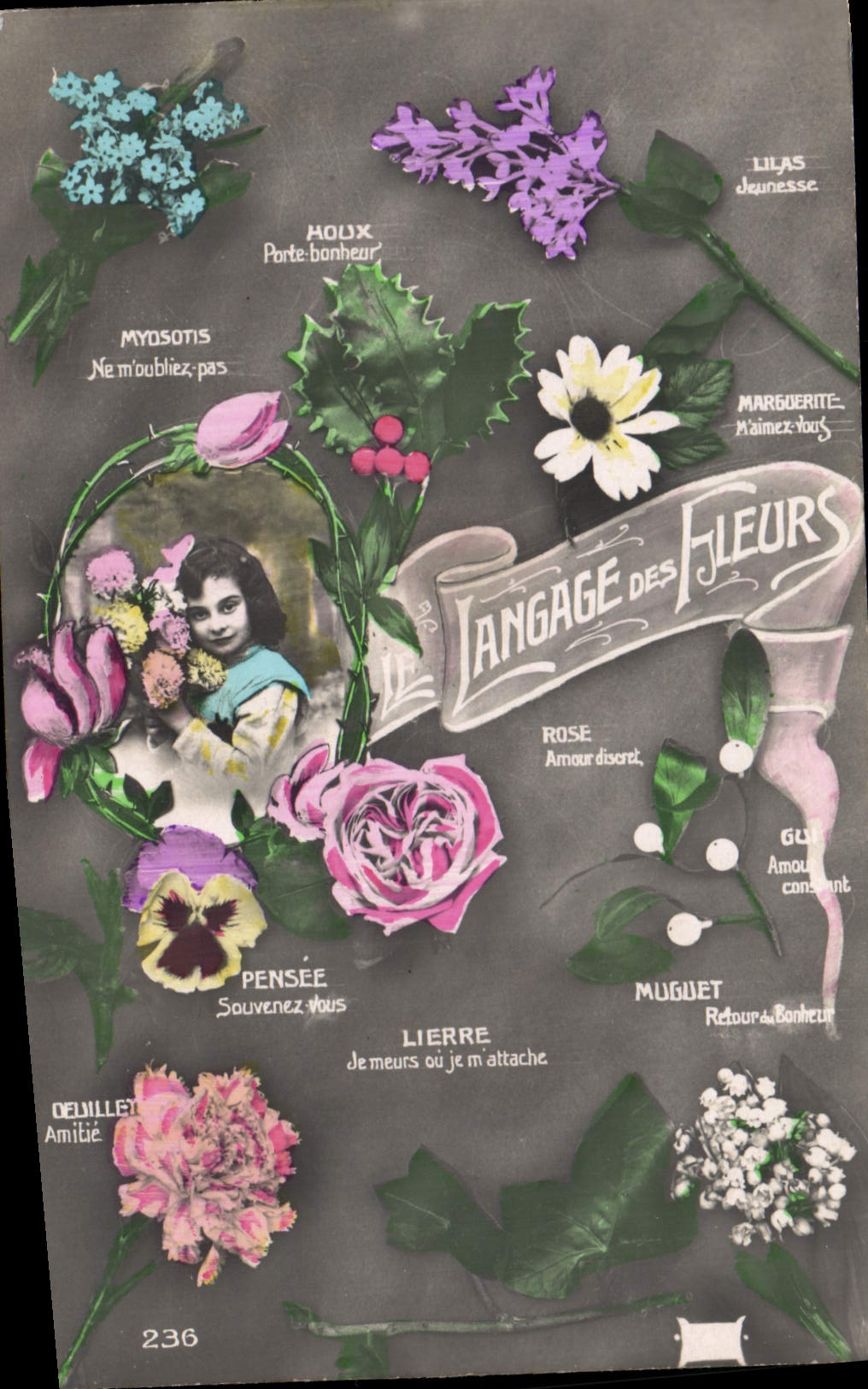 Vintage Postcard Fantasy Language of the Flowers Child