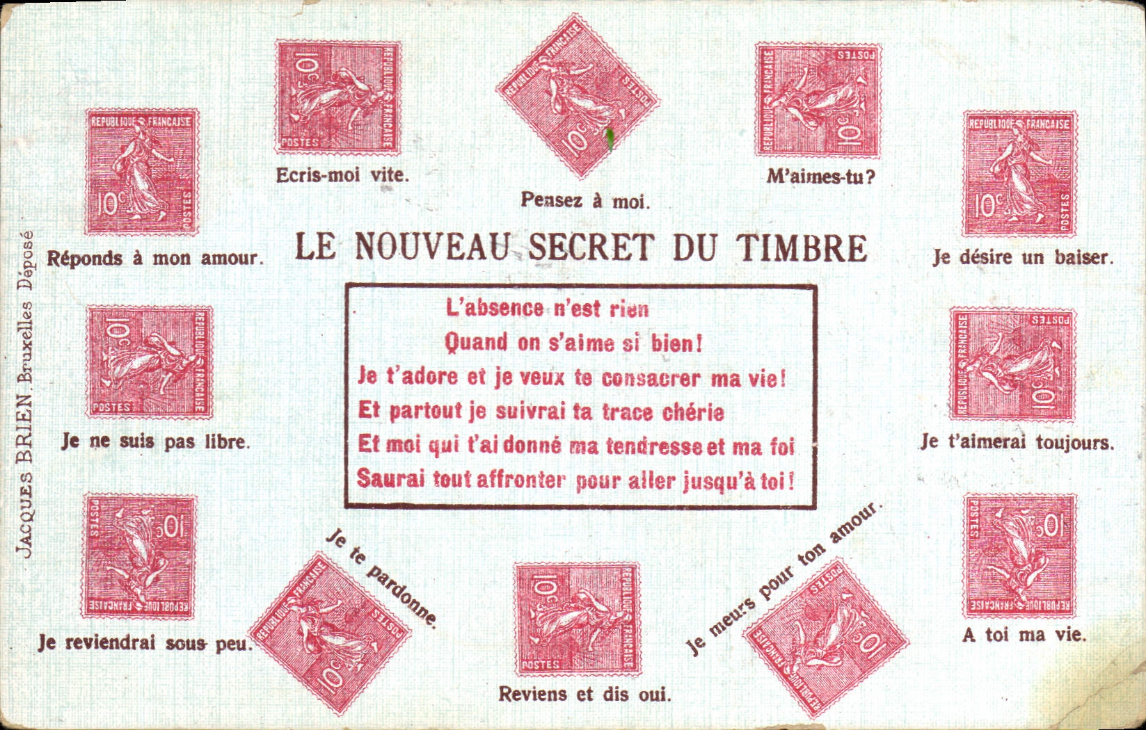 CPA Fantaisie Le nouveau secret du timbre Semeuse