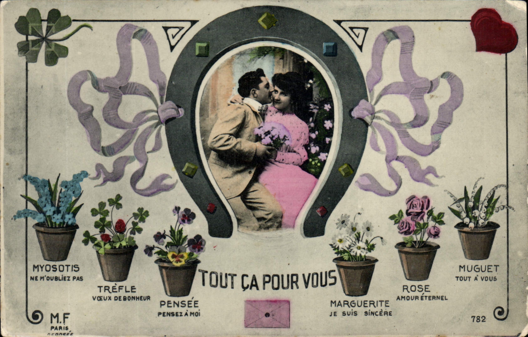 Vintage Postcard Fantasy Flowers All that for you