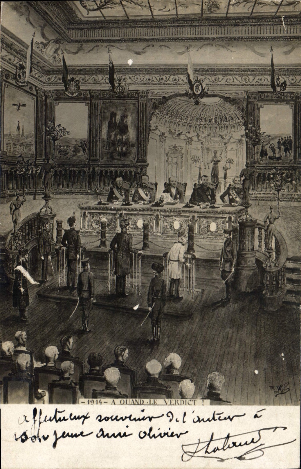 Vintage Postcard A when the verdict!