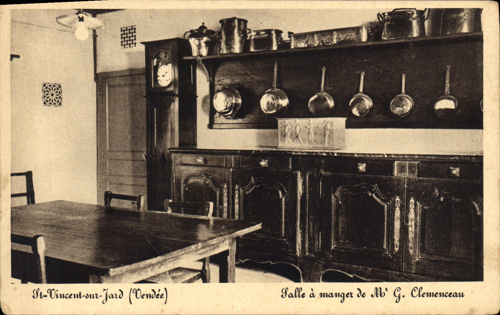 Vintage Postcard St Vincent on Jard Dining room of Mr. G Clemenceau