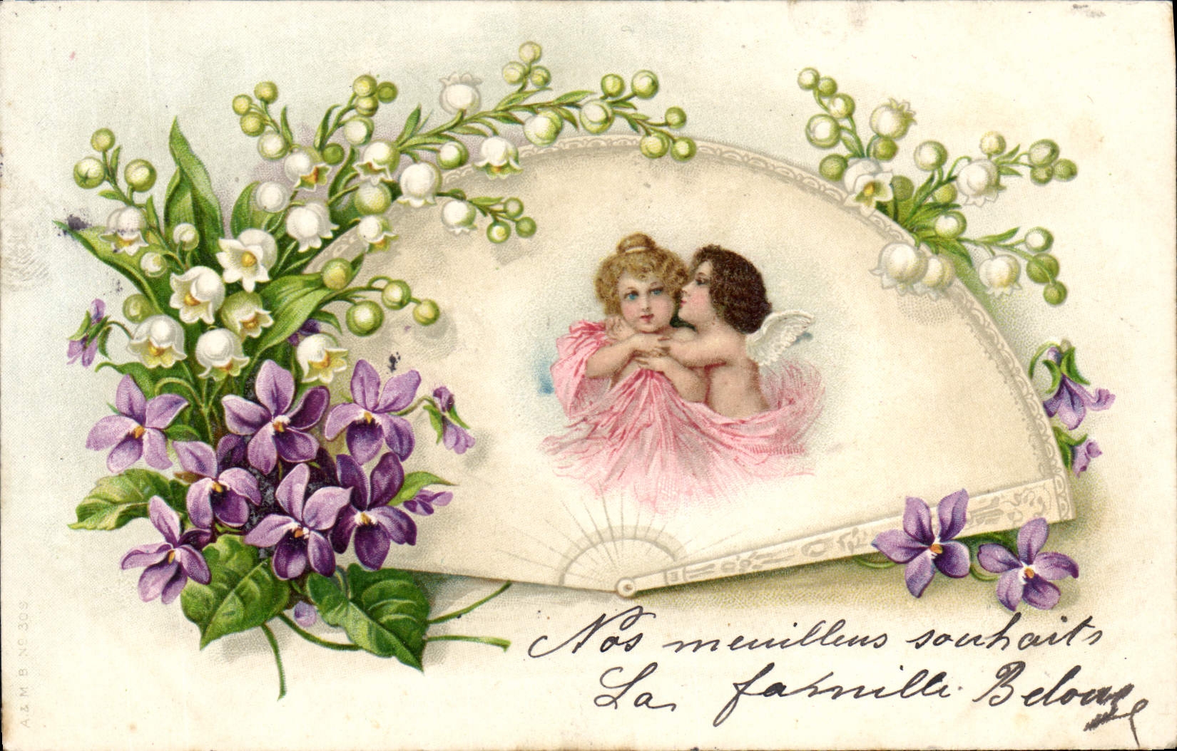 Vintage Postcard Fantasy Children Lily of the valley Flowers Range