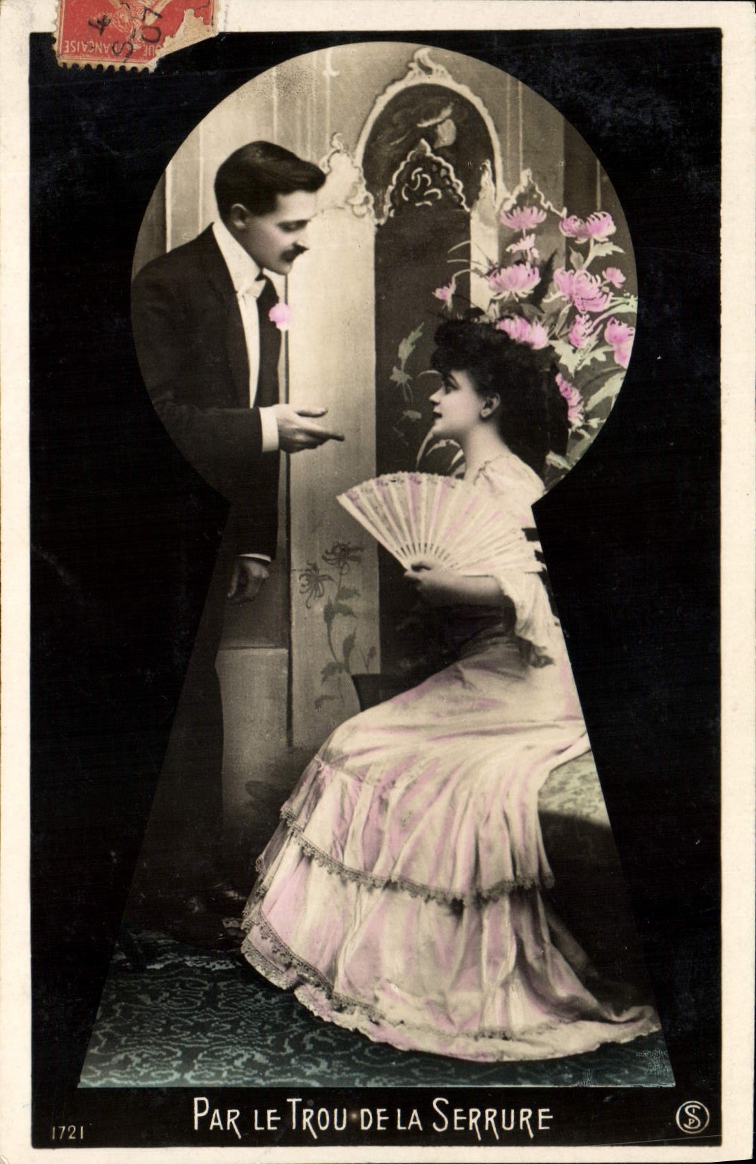 Vintage Postcard Fantasy Woman Range By the keyhole