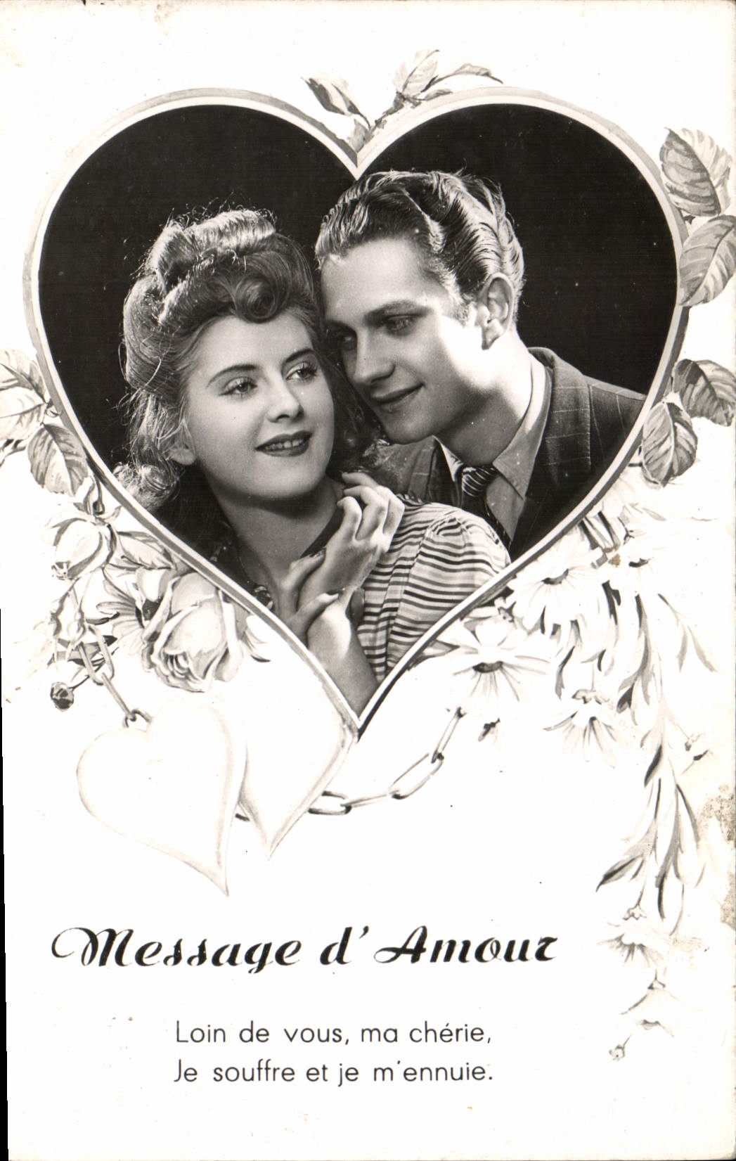 Vintage Postcard Fantasy Heart Woman Message of love