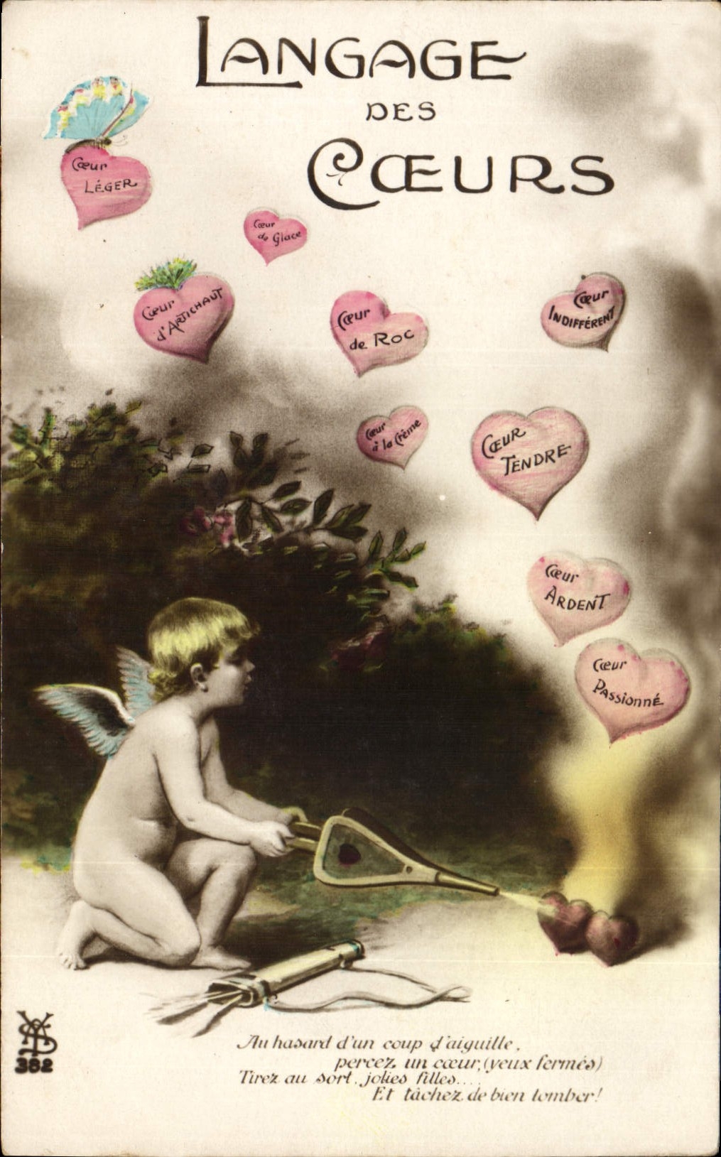 CPA Fantaisie Coeur Langage des coeurs Ange Enfant