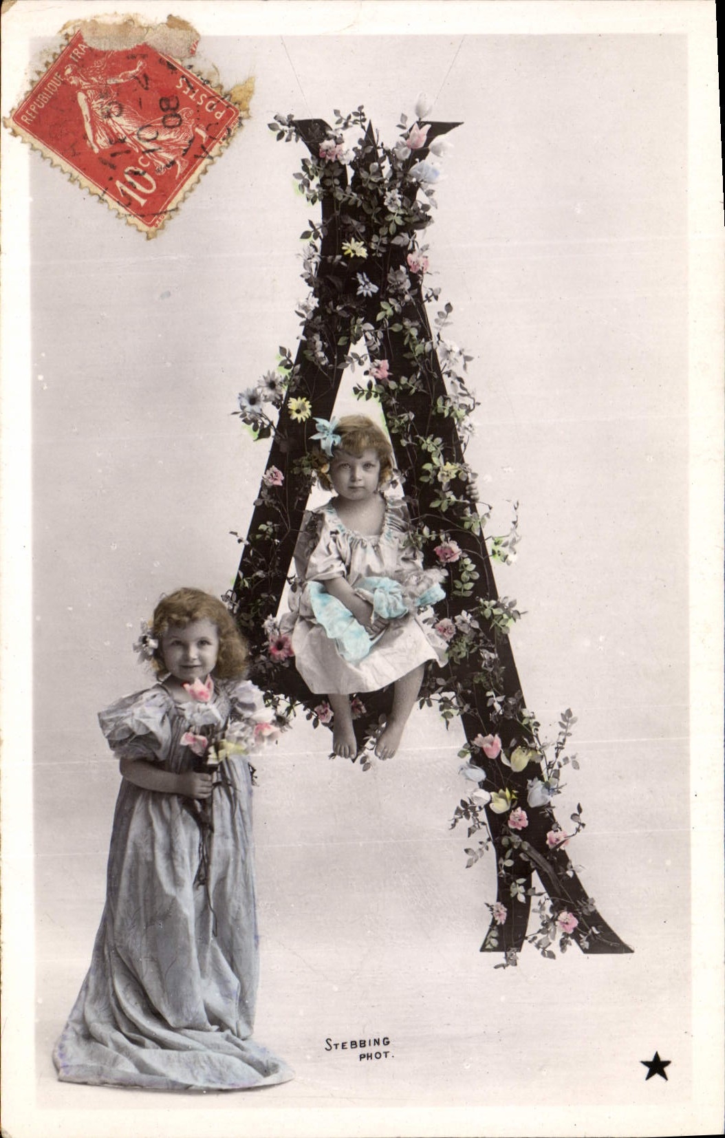 Vintage Postcard Fantasy Children Letters Letter A